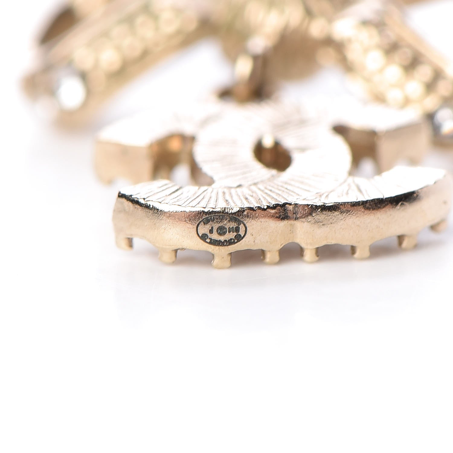 Chanel Crystal CC Bow Drop Earrings Gold 3 of 4