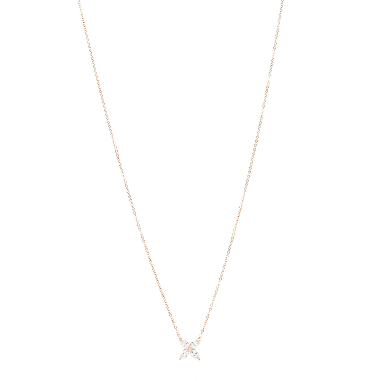 18K Rose Gold Diamond Medium Victoria Pendant Necklace