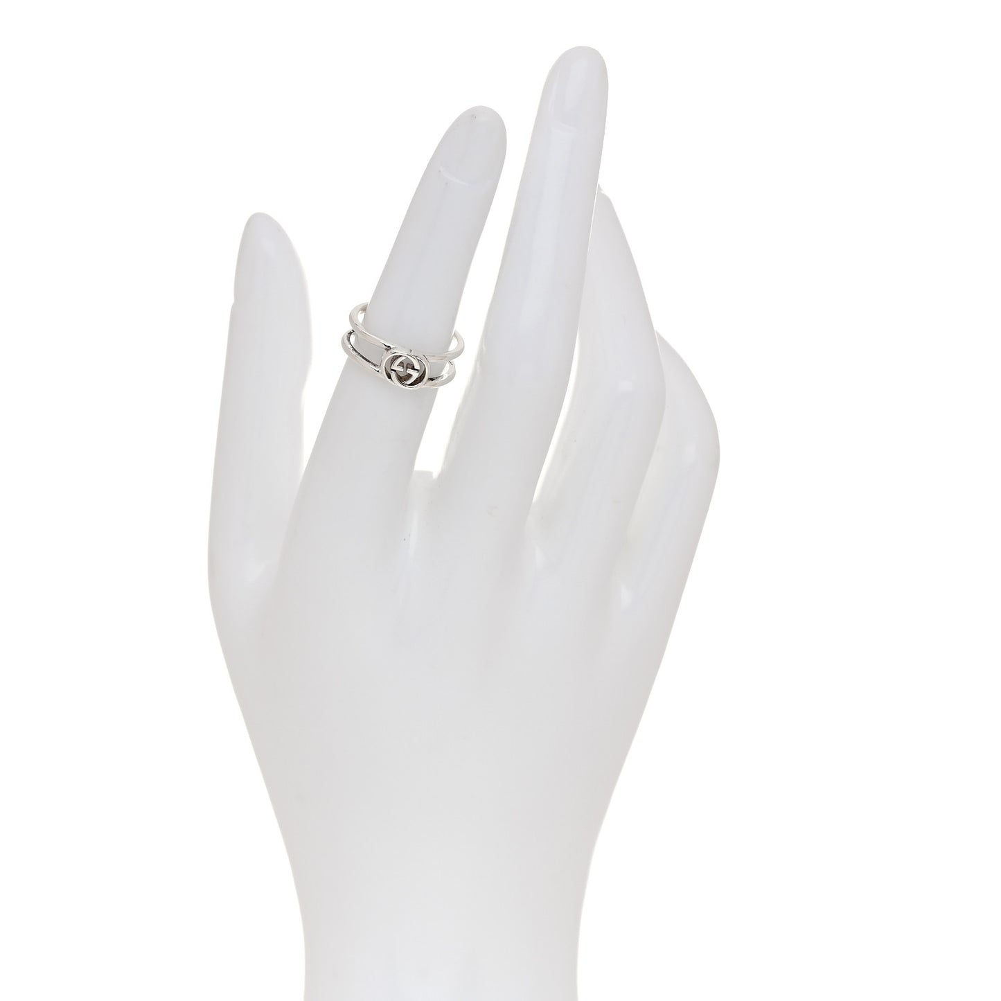 Sterling Silver 6mm Interlocking G Open Band Ring 50 5.25