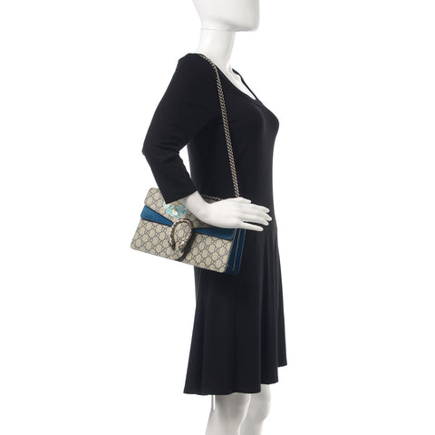 GG Supreme Monogram Blooms Small Dionysus Shoulder Bag Beige Navy Vintage Blue