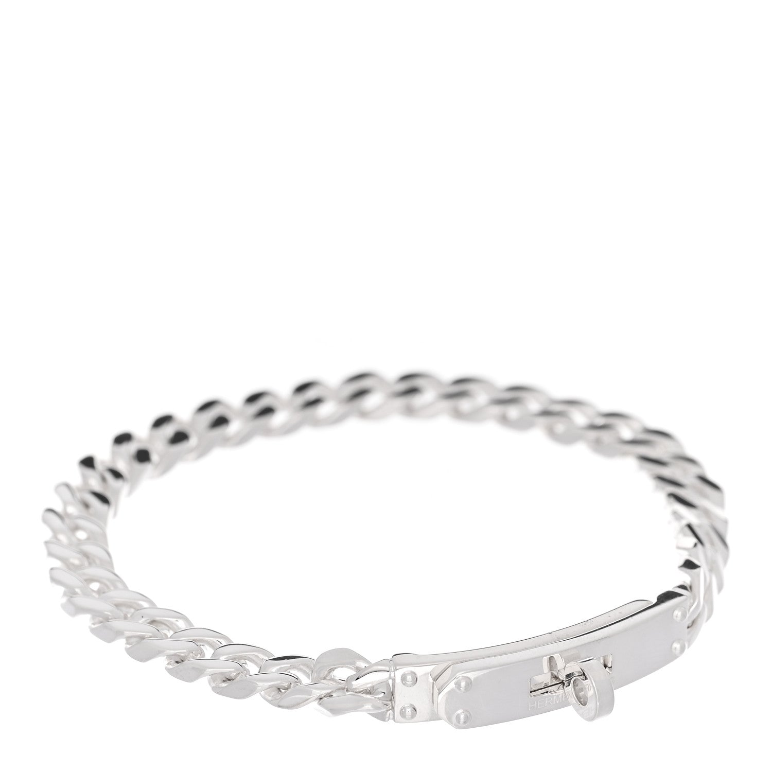 Hermes Sterling Silver TPM Kelly Gourmette Bracelet LG 1850149