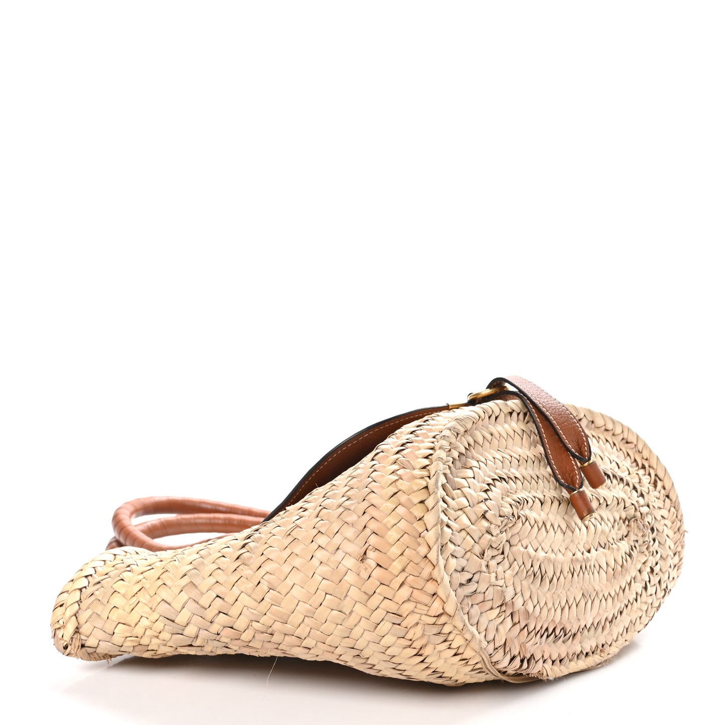 Raffia Small Grain Calfskin Medium Marcie Basket Tan