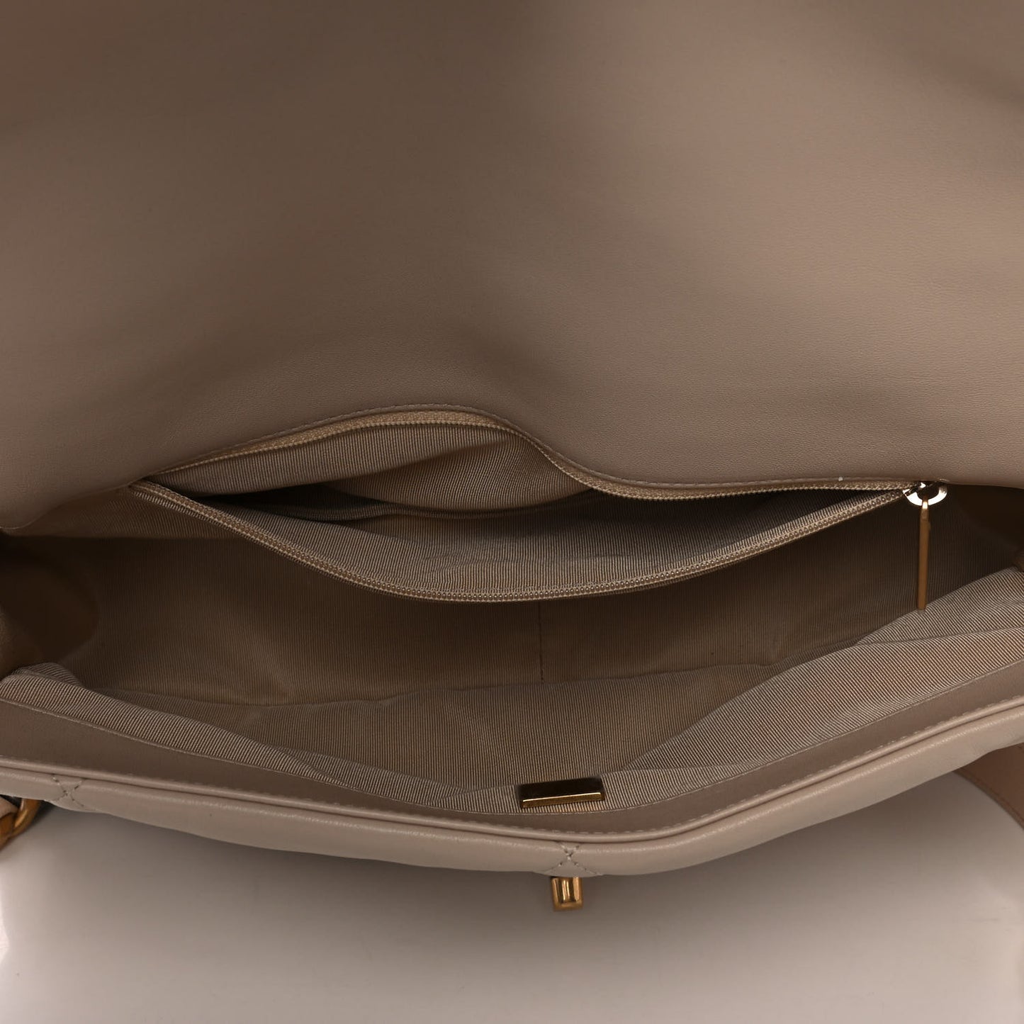 Lambskin Quilted Large Chanel 19 Flap Beige