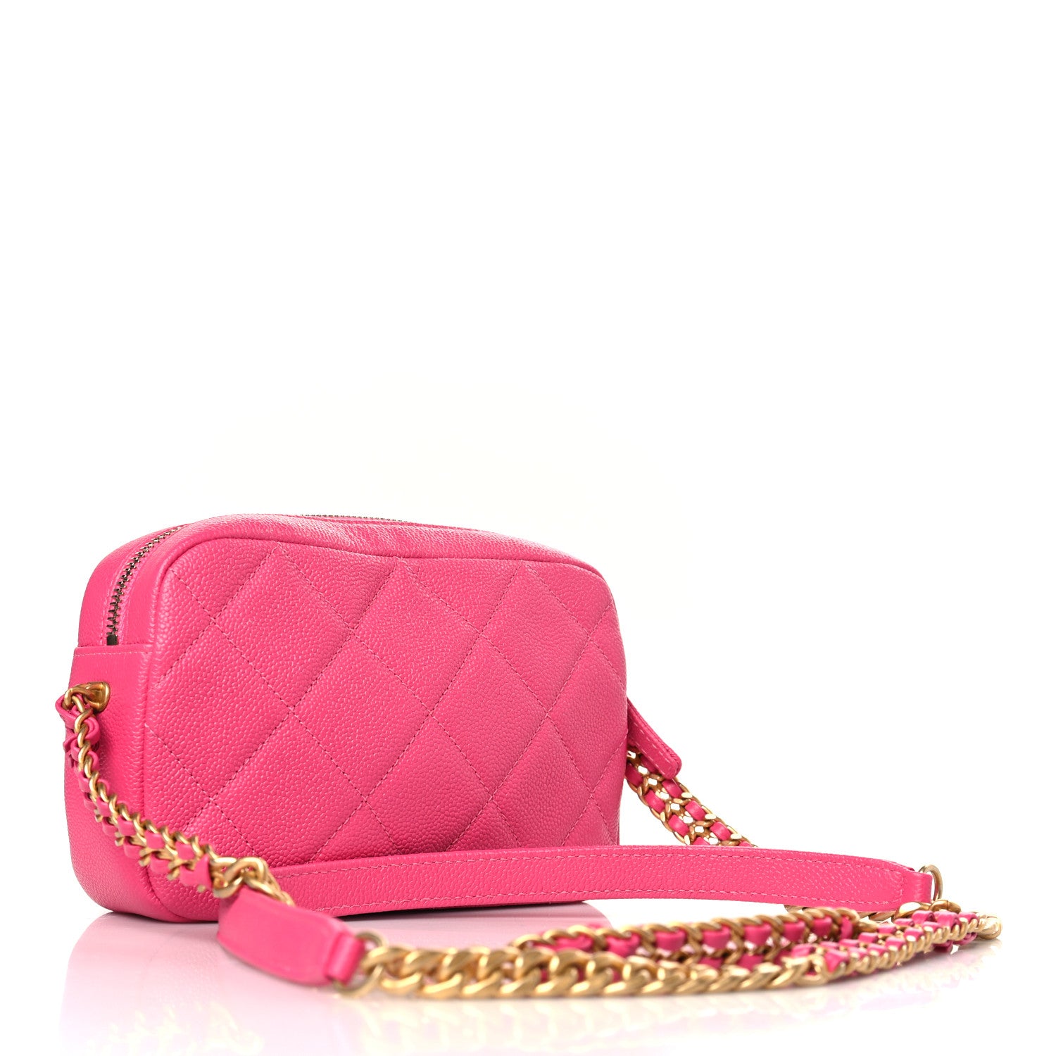 Chanel Shiny Caviar Quilted Chain Melody Camera Bag Fuchsia 3 of 9