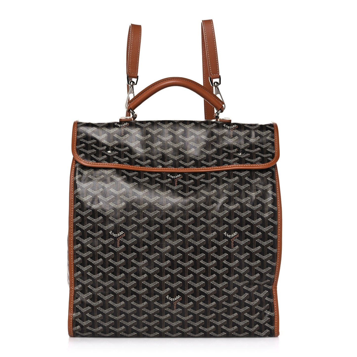Goyardine Saint Leger Soft Briefcase Backpack Black Gold