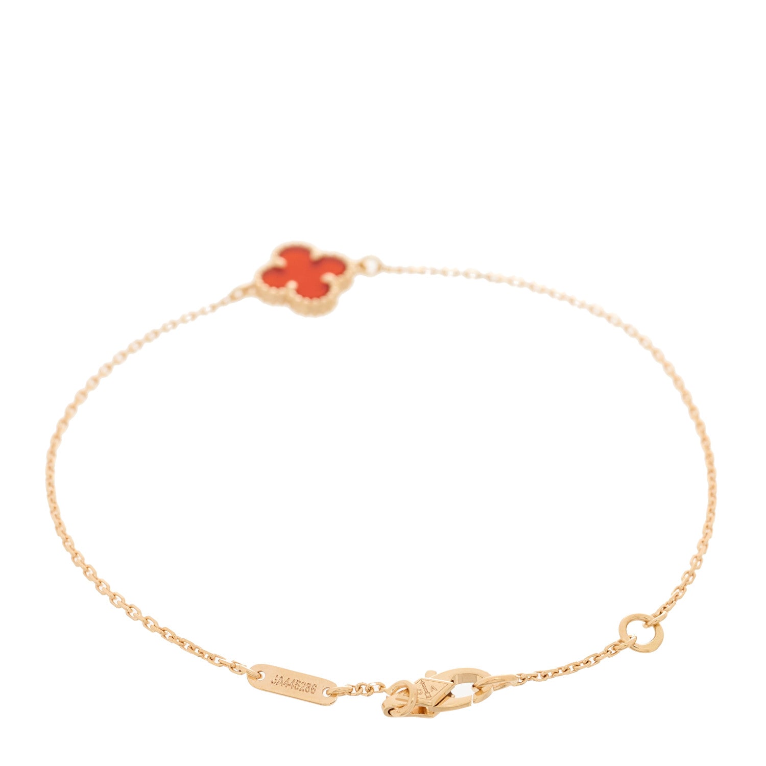 Van Cleef & Arpels 18K Rose Gold Carnelian Sweet Alhambra Bracelet 2 of 5