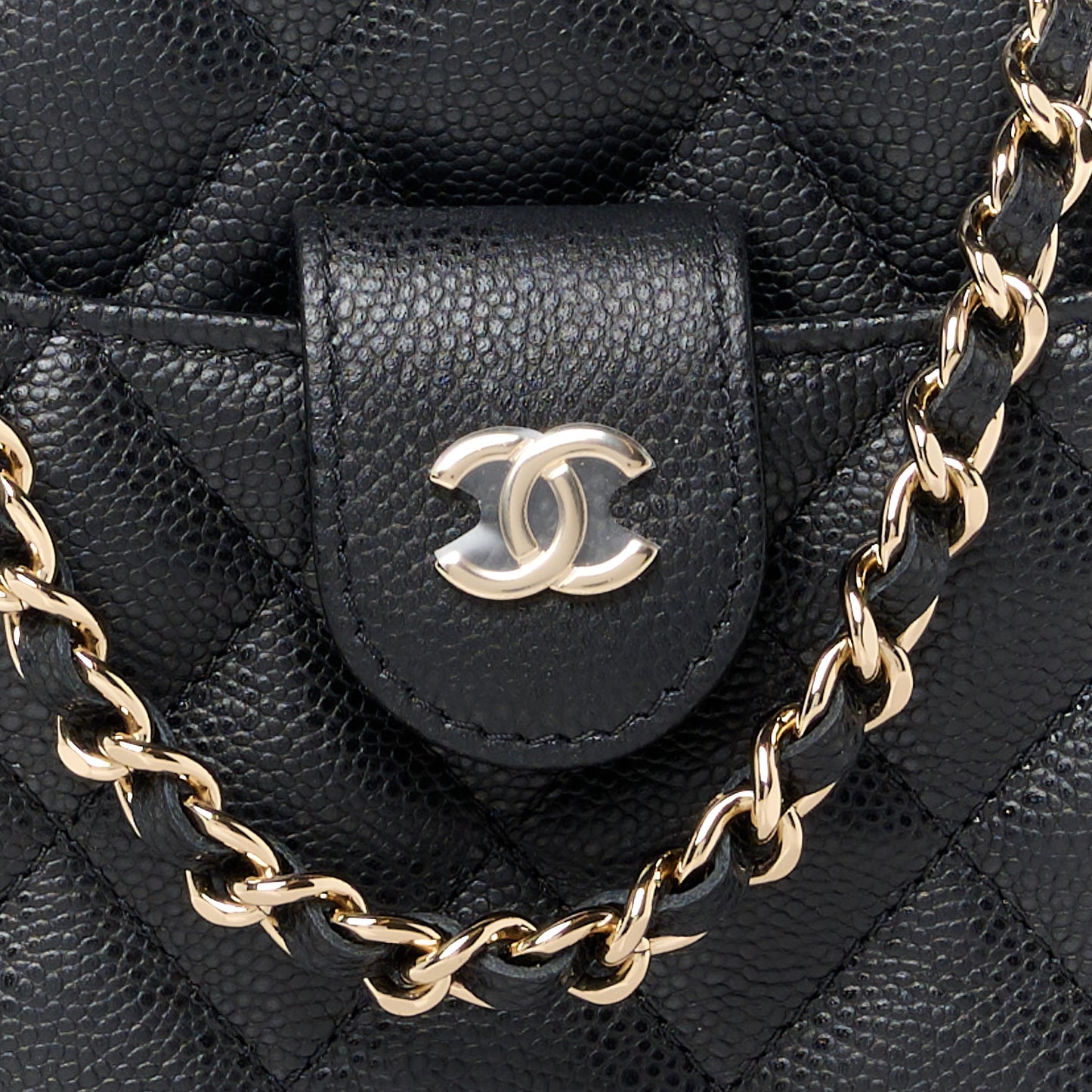 Caviar Quilted Chain Camera Bag Black