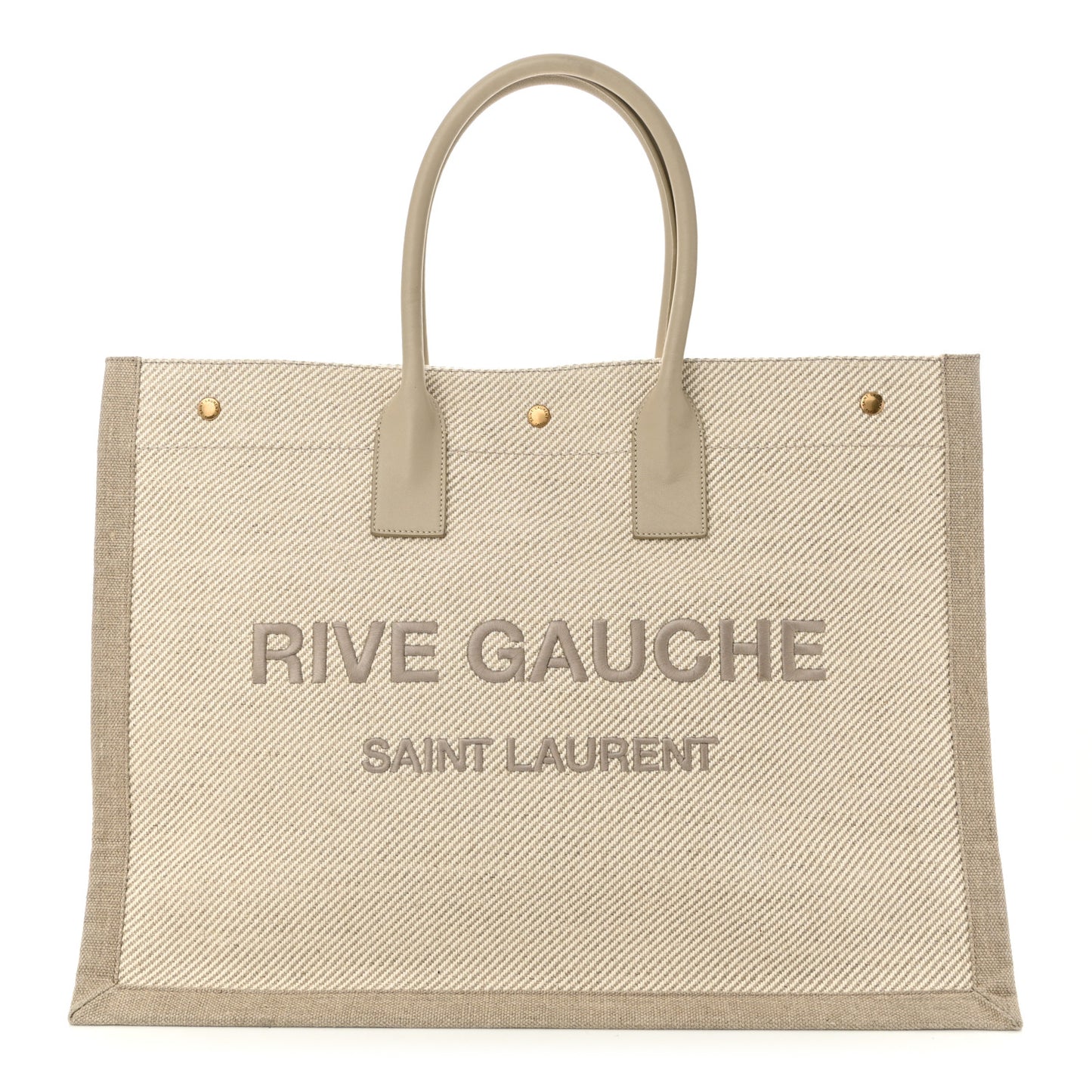 Linen Calfskin Small Rive Gauche Tote Beige Sea Salt