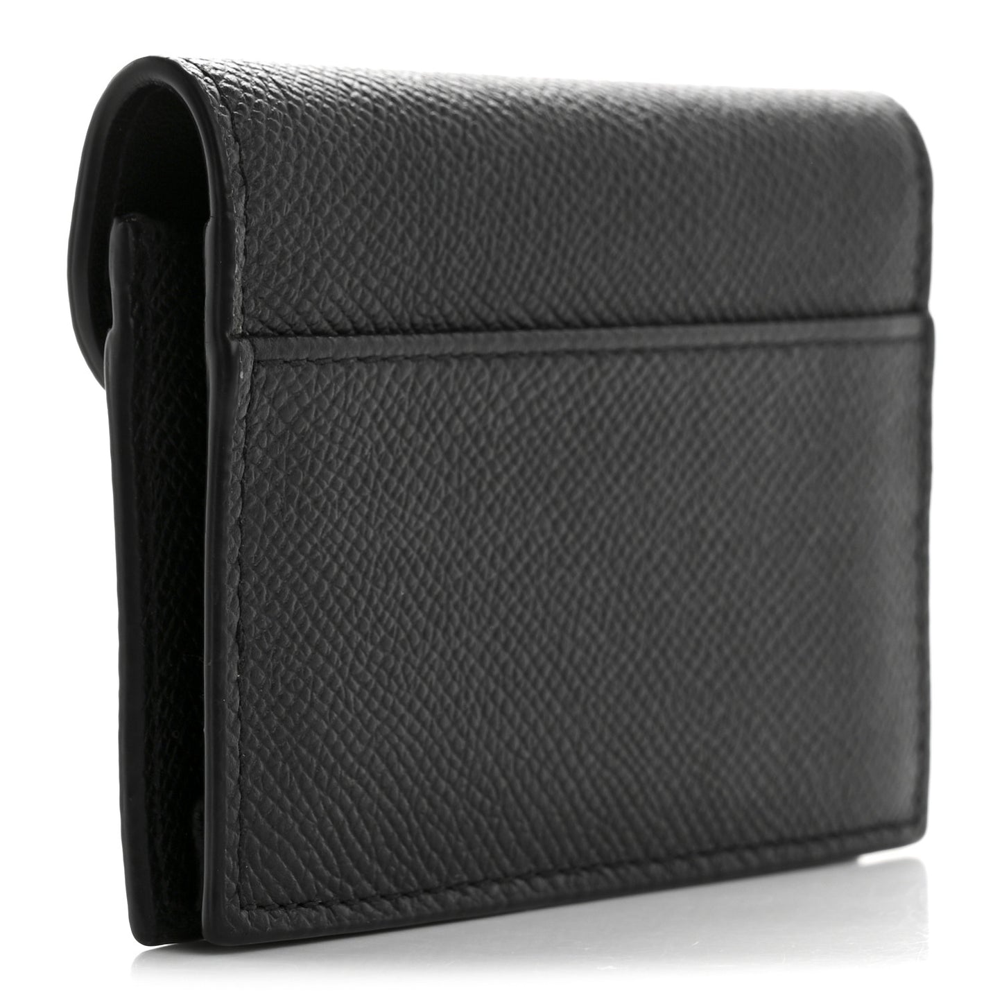Grained Calfskin Saddle Card Holder Black