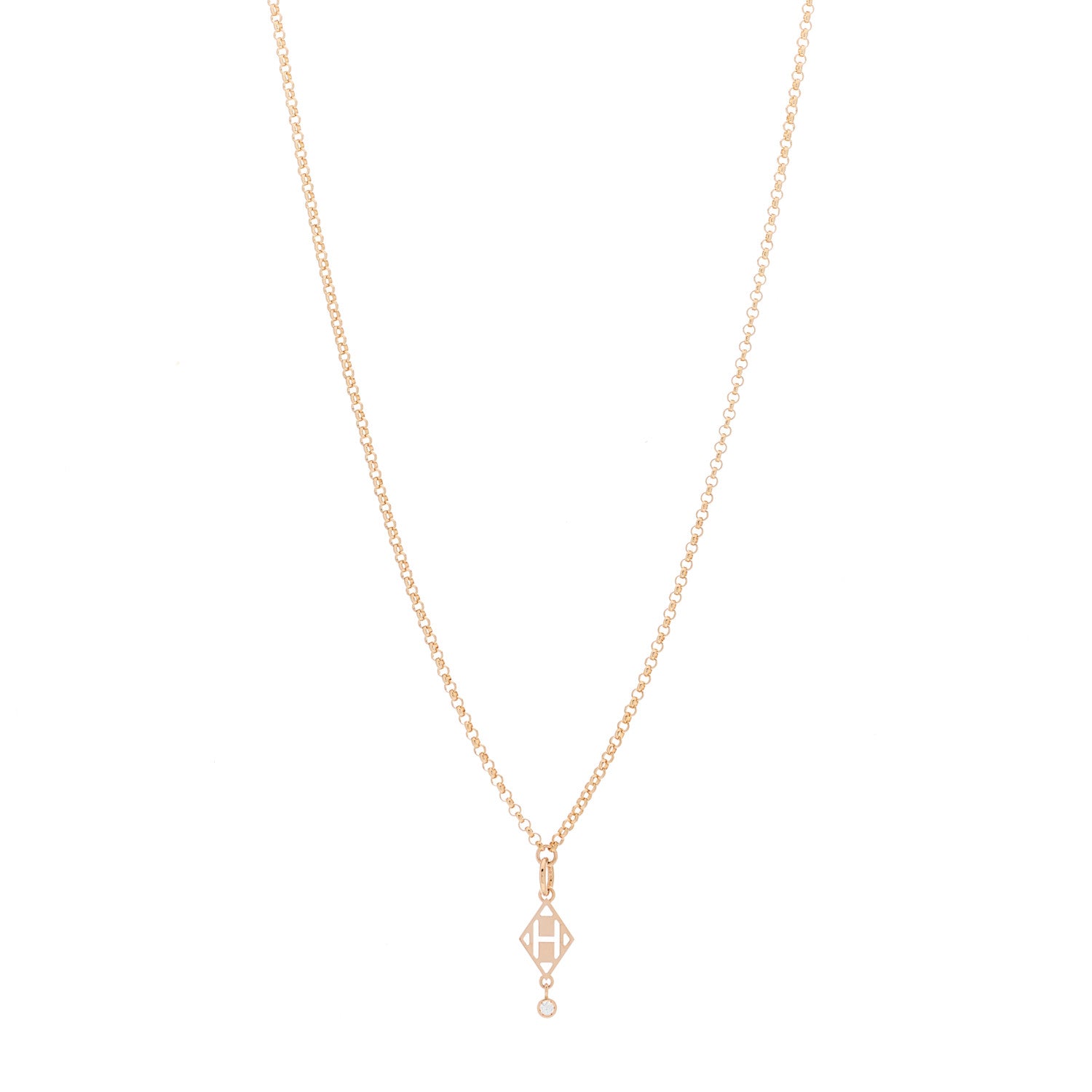 Hermes 18K Rose Gold Diamond Gambade Pendant Necklace 1 of 5