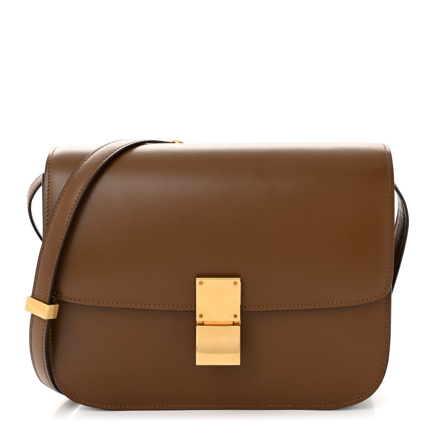 Box Calfskin Medium Classic Box Flap Bag Camel