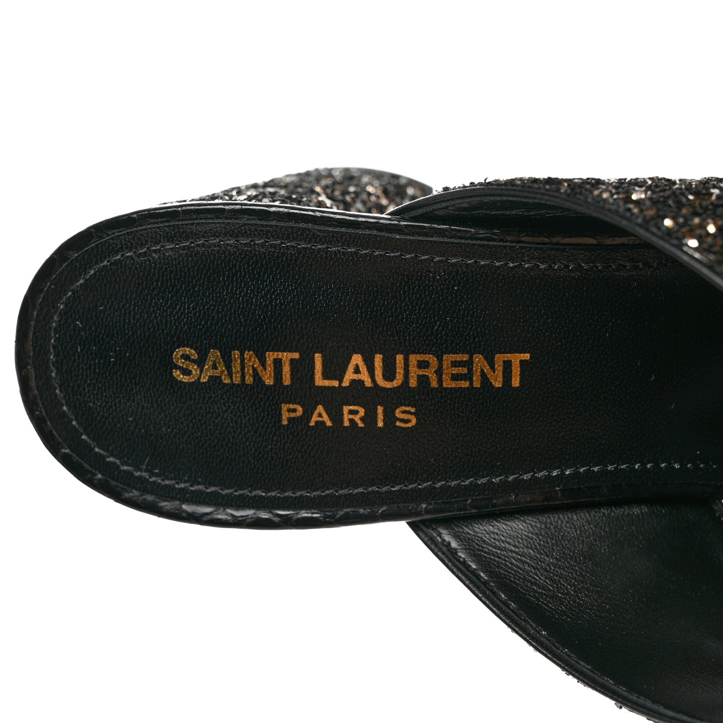 Glitter LouLou 70 Mule Sandals 38 Black Gold