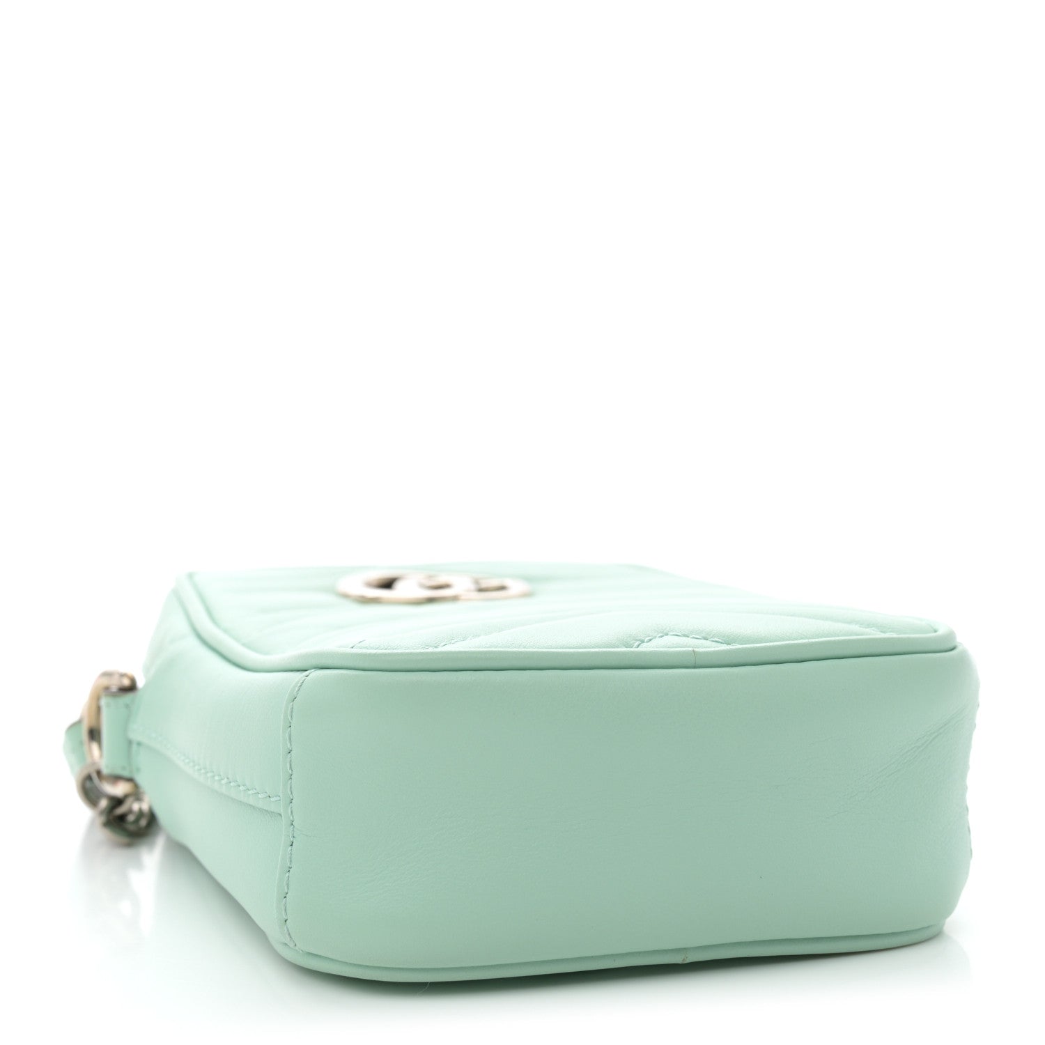 Gucci Calfskin Matelasse Mini GG Marmont Crossbody Bag Water Green 4 of 13