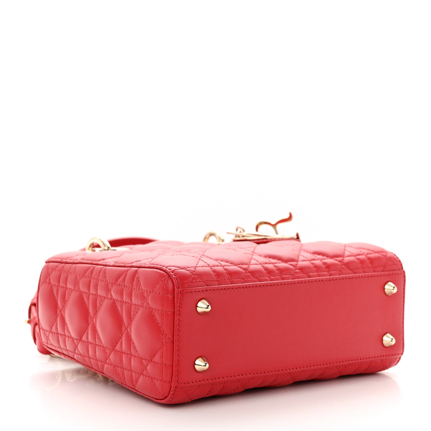CHRISTIAN DIOR Lambskin Cannage Small Lucky Badges My Lady Dior Red