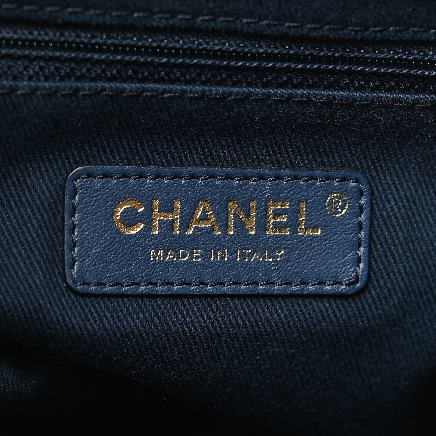 Lurex Canvas Deauville Drawstring Bucket Bag Navy Blue Gold
