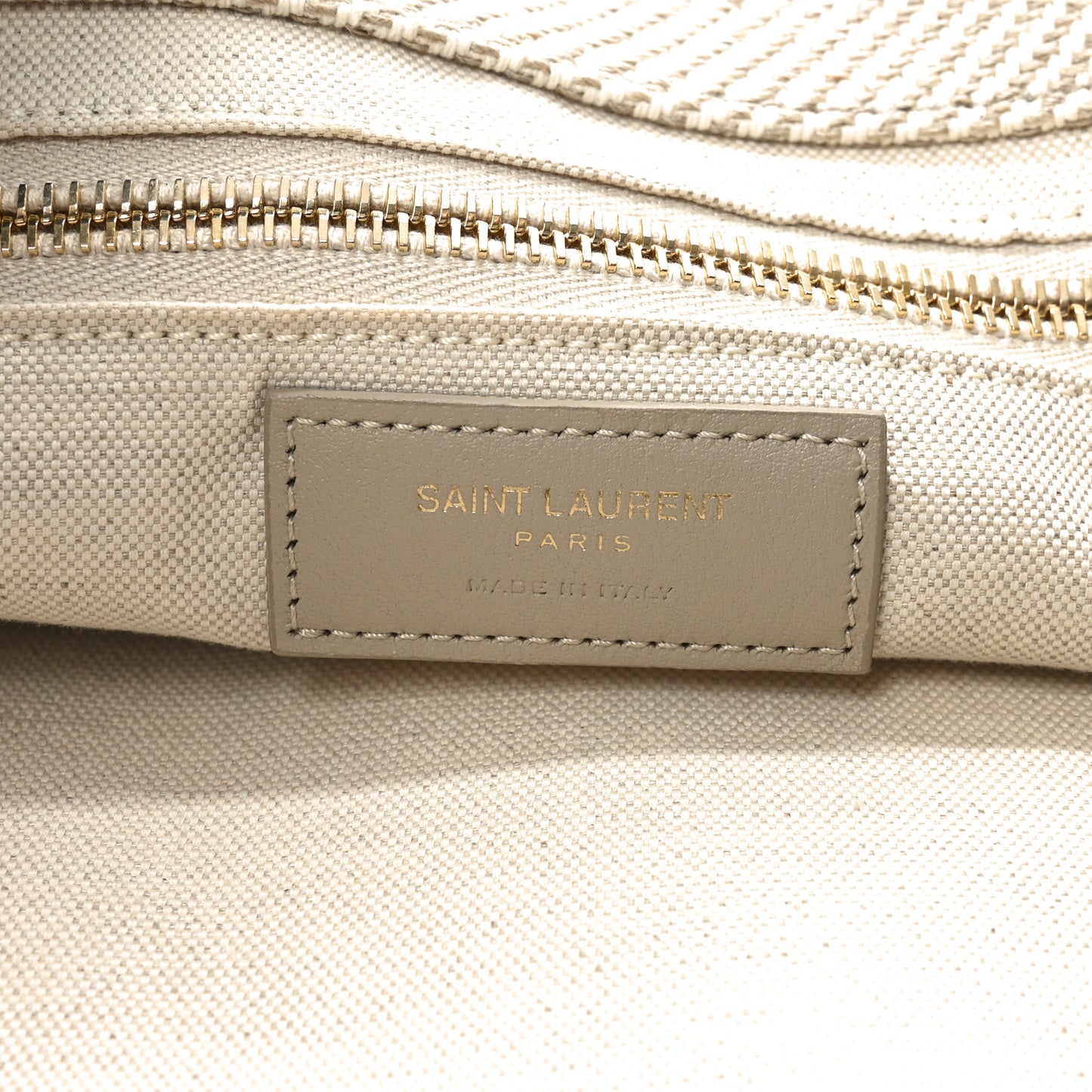 Linen Calfskin Small Rive Gauche Tote Beige Sea Salt