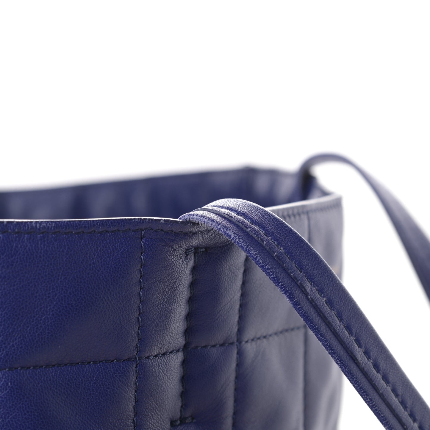 Lambskin Quilted Horizontal Cabas Blue
