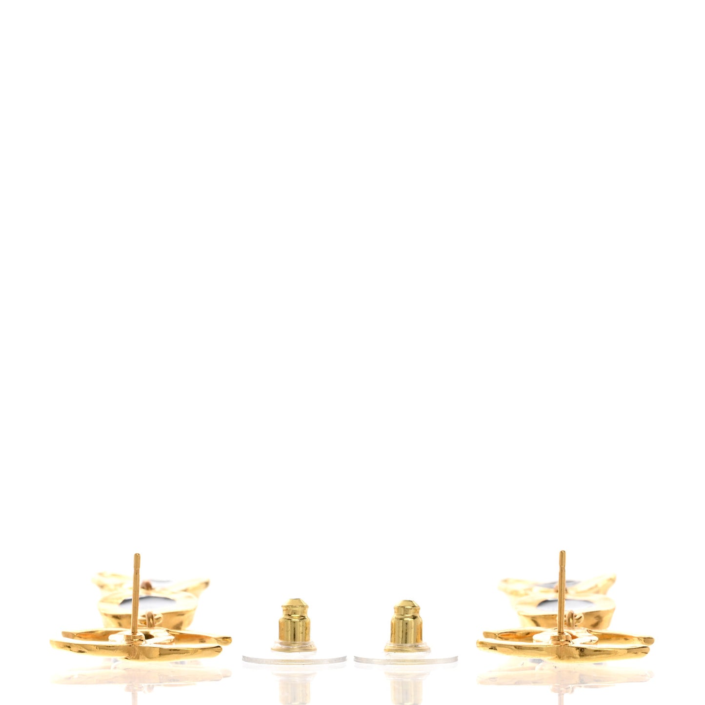 Resin CC Drop Earrings Gold Black