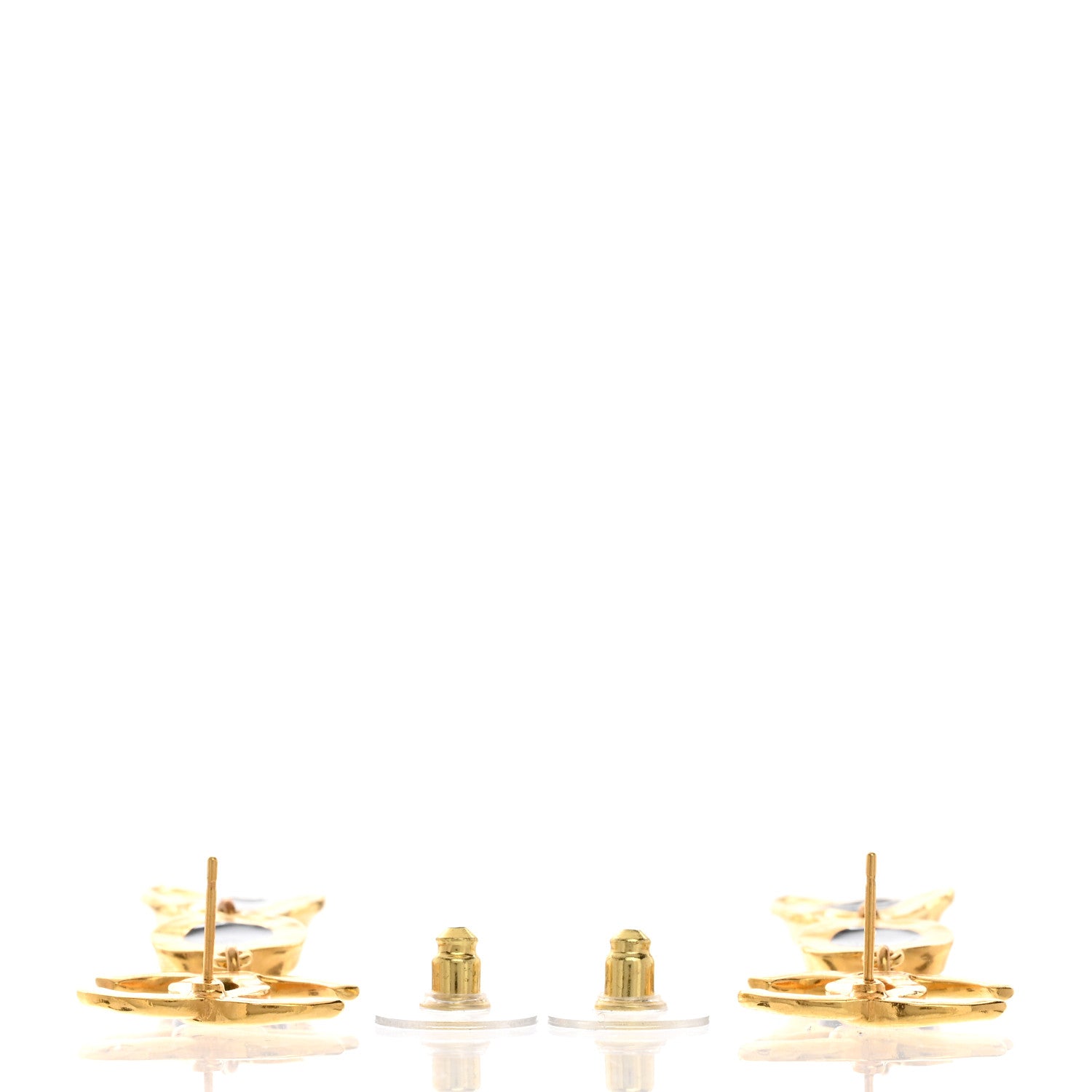 Chanel Resin CC Drop Earrings Gold Black 4 of 5