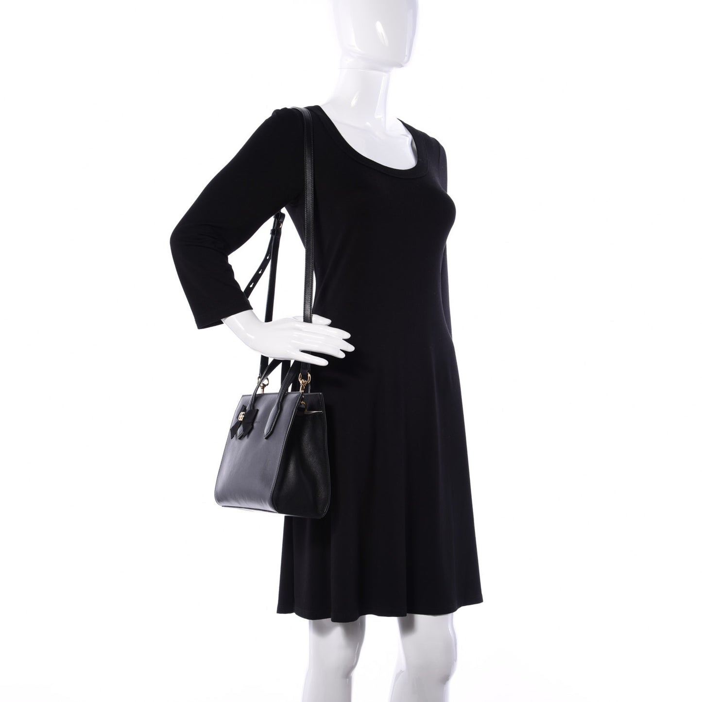 Calfskin Marmont Ribbon Top Handle Bag Black