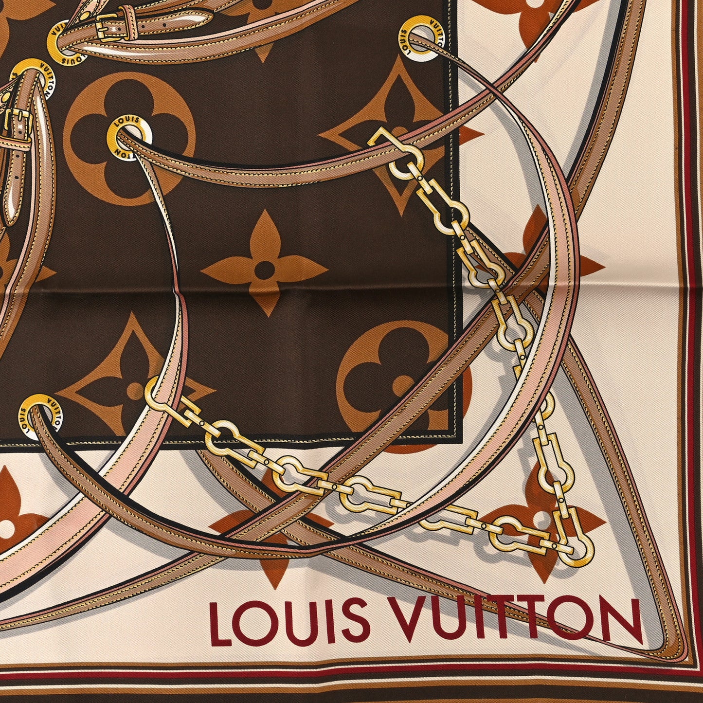 Silk Monogram Ultimate Square 90 Scarf Brown