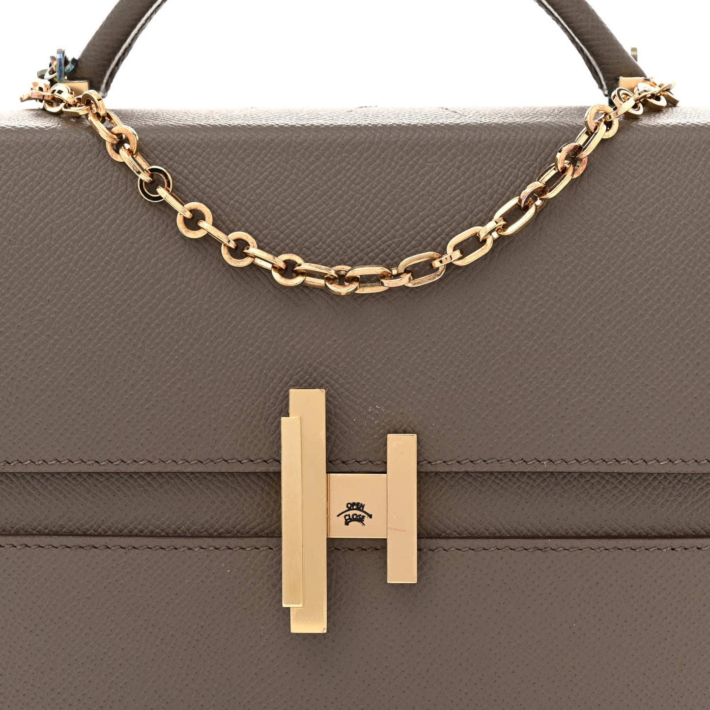 Epsom Cinhetic Boxy Top Handle Bag Etain