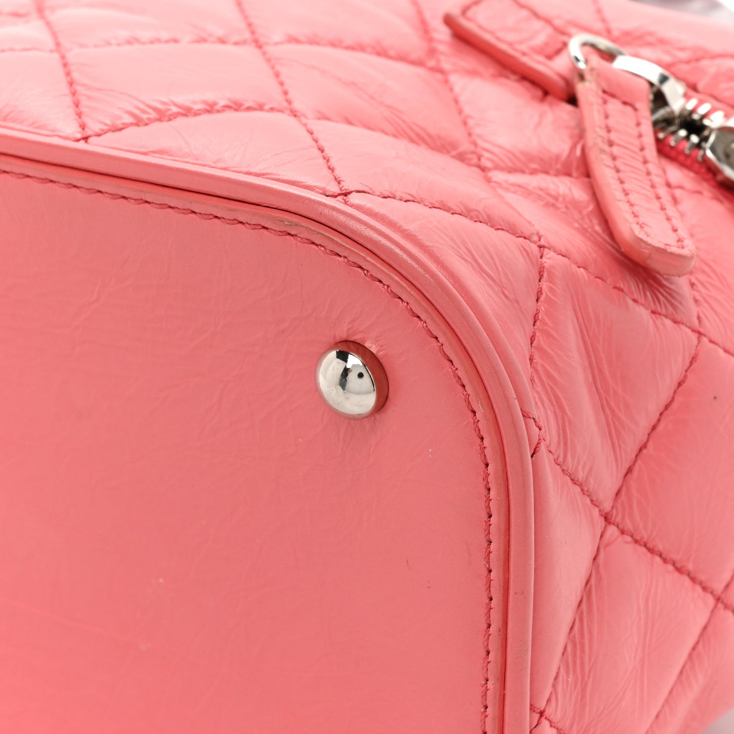 Crumpled Calfskin PVC Quilted Flap Pink