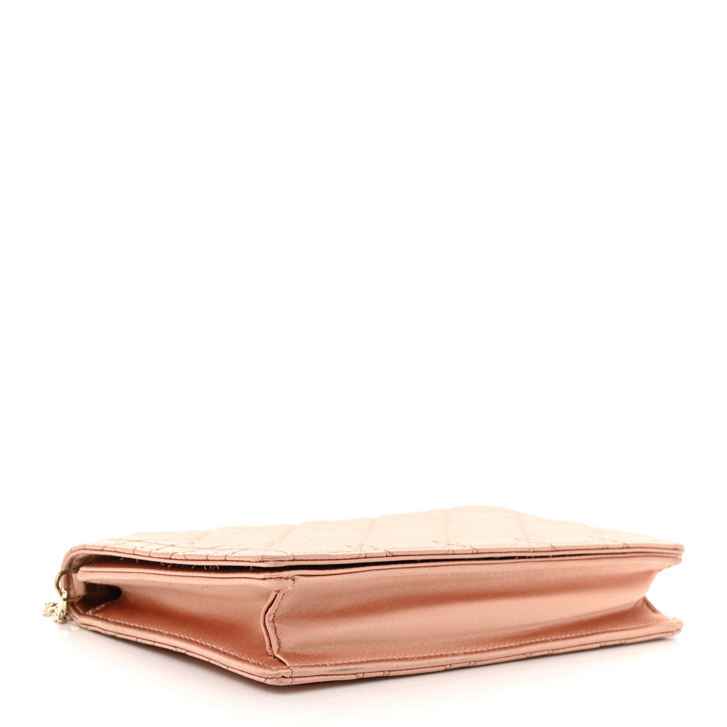 Satin Crystal Cannage Lady Dior Pouch Nude