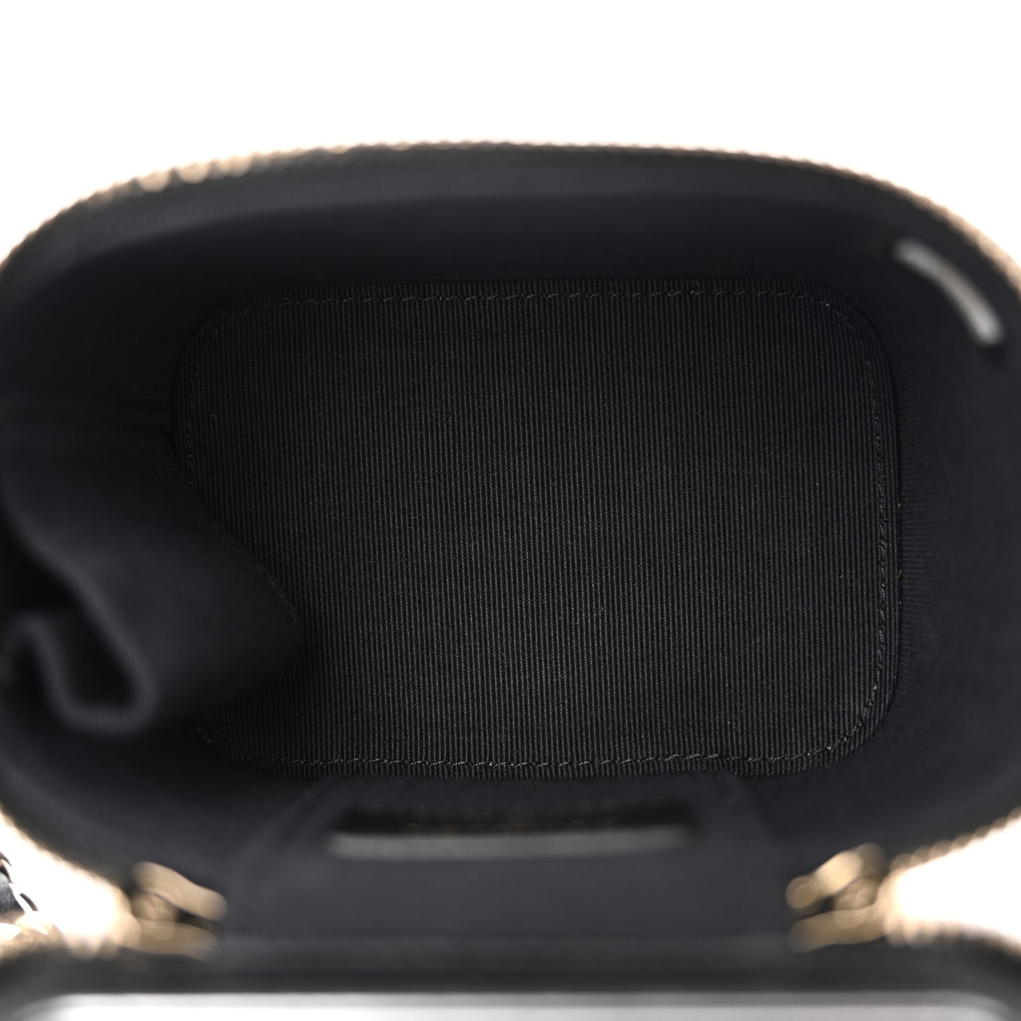 Lambskin Quilted Top Handle Mini Vanity Case With Chain Black
