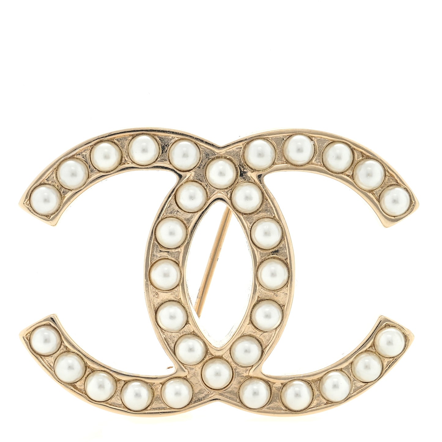 Pearl CC Mini Brooch Gold