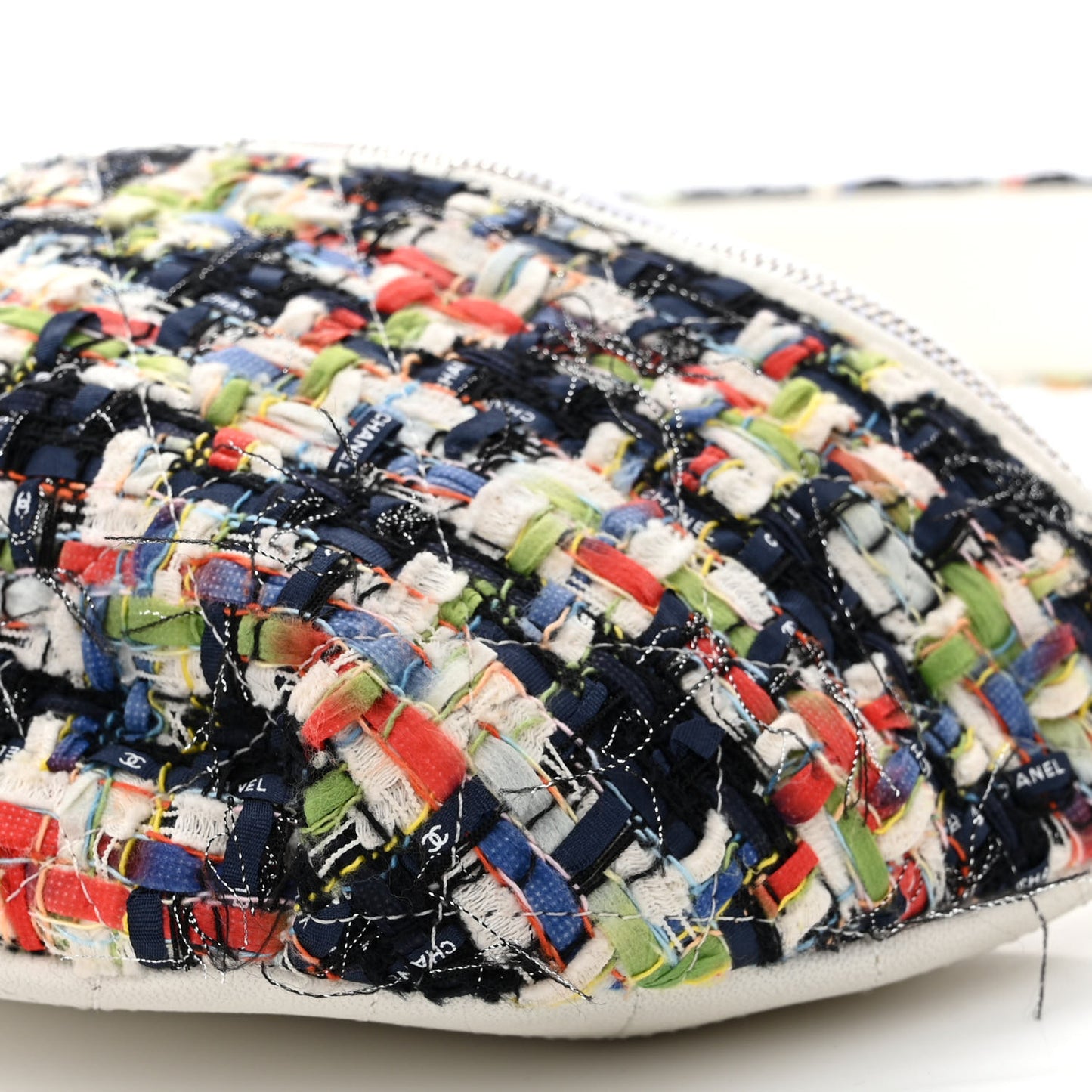 Lambskin Tweed Waist Bag Ecru Red Blue