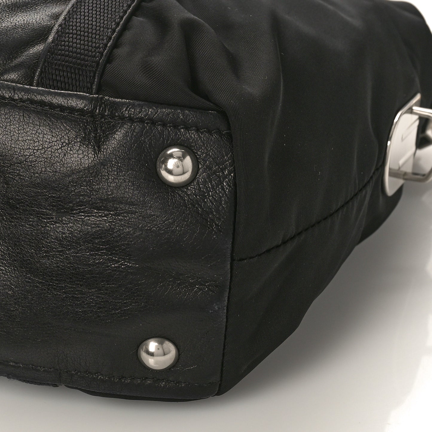 Tessuto Nylon Soft Calfskin Shopping Satchel Black