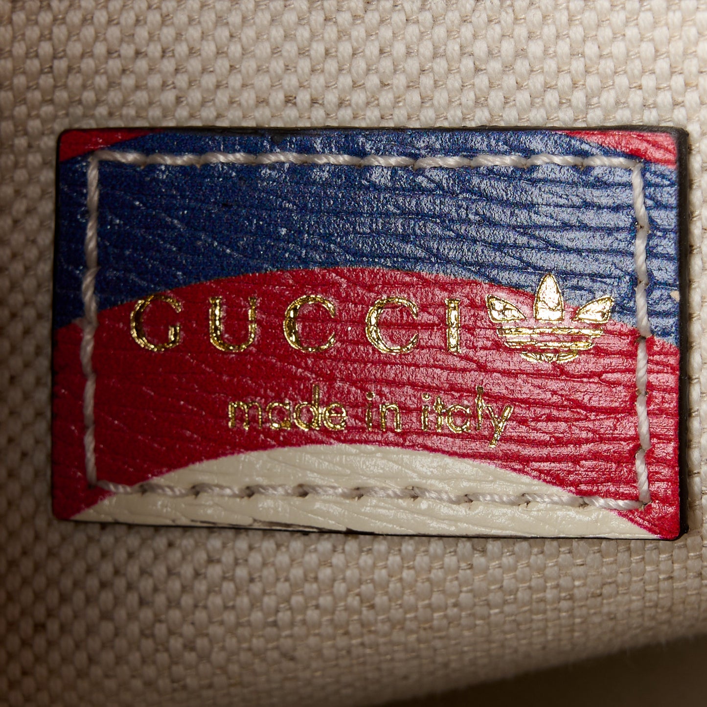 X ADIDAS Shangai Calfskin Web Trefoil Interlocking G Small Horsebit 1955 Shoulder Bag Red White Blue