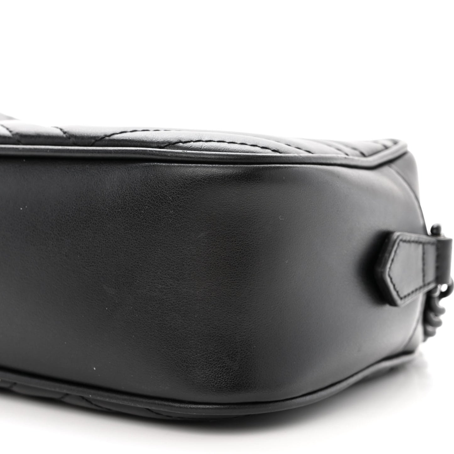 Calfskin Matelasse Monochrome Small GG Marmont Chain Shoulder Bag Black