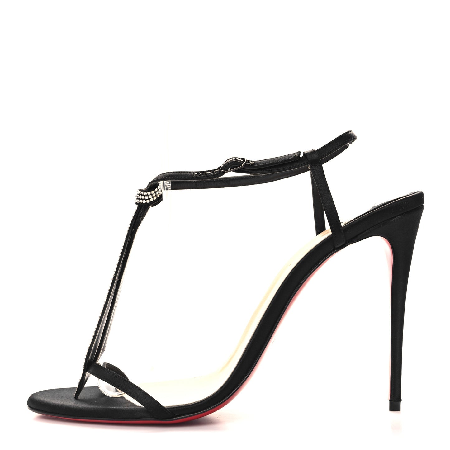 Satin Crepe Strass T Cab 100 T-Strap Sandals 40.5 Black
