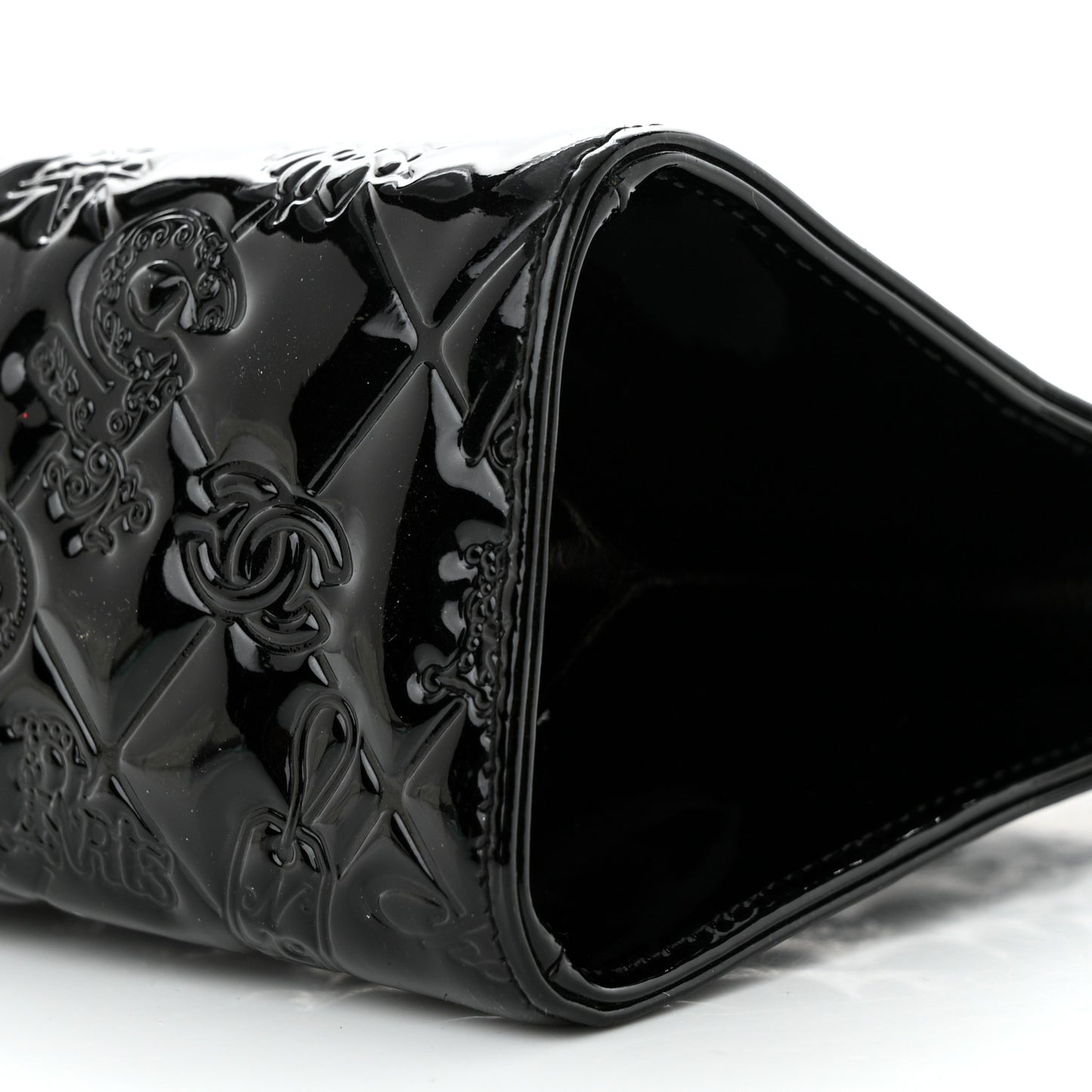Patent Calfskin Lucky Symbols Pochette Black