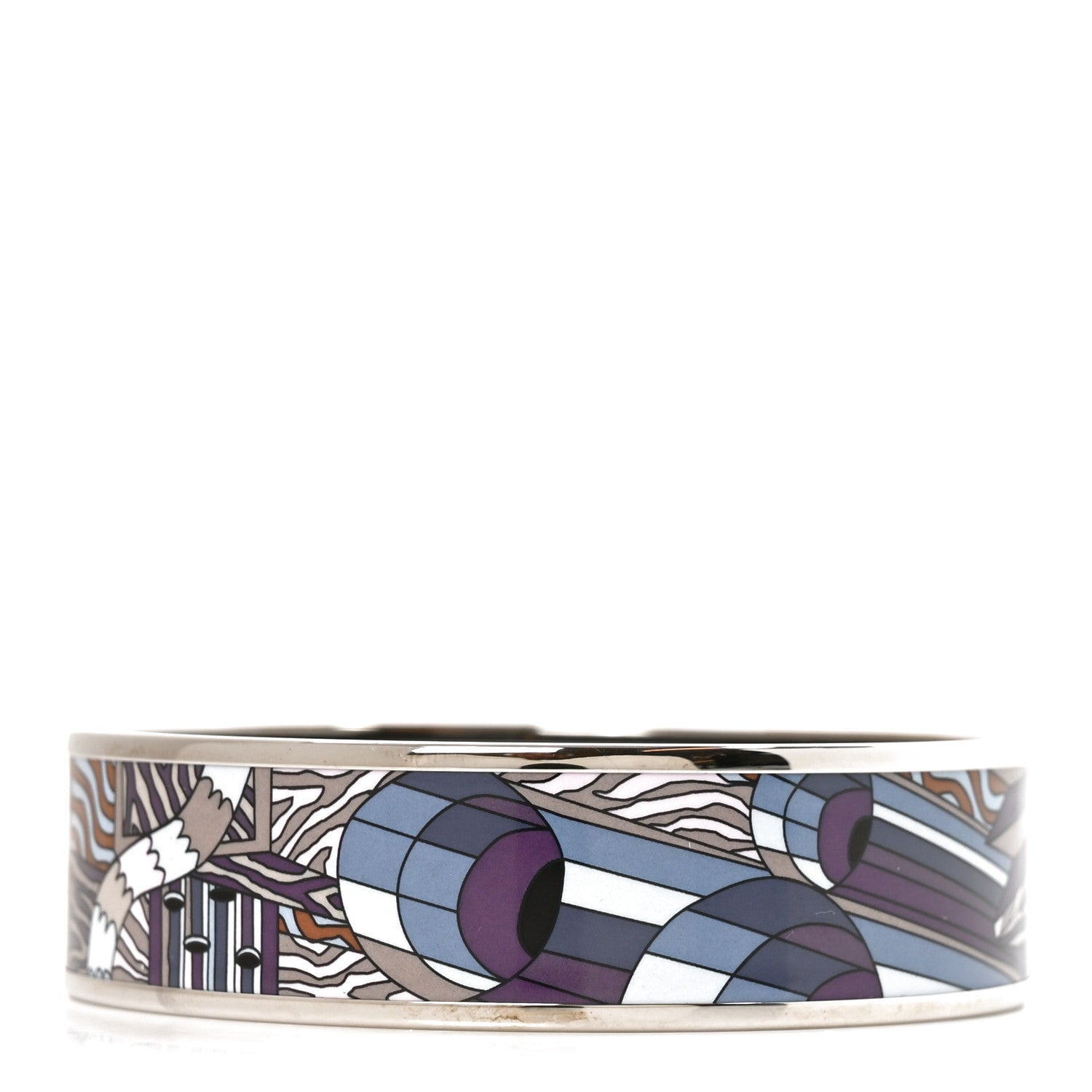 Hermes Enamel Printed Point D'Orgue Wide Bracelet 70 1924398