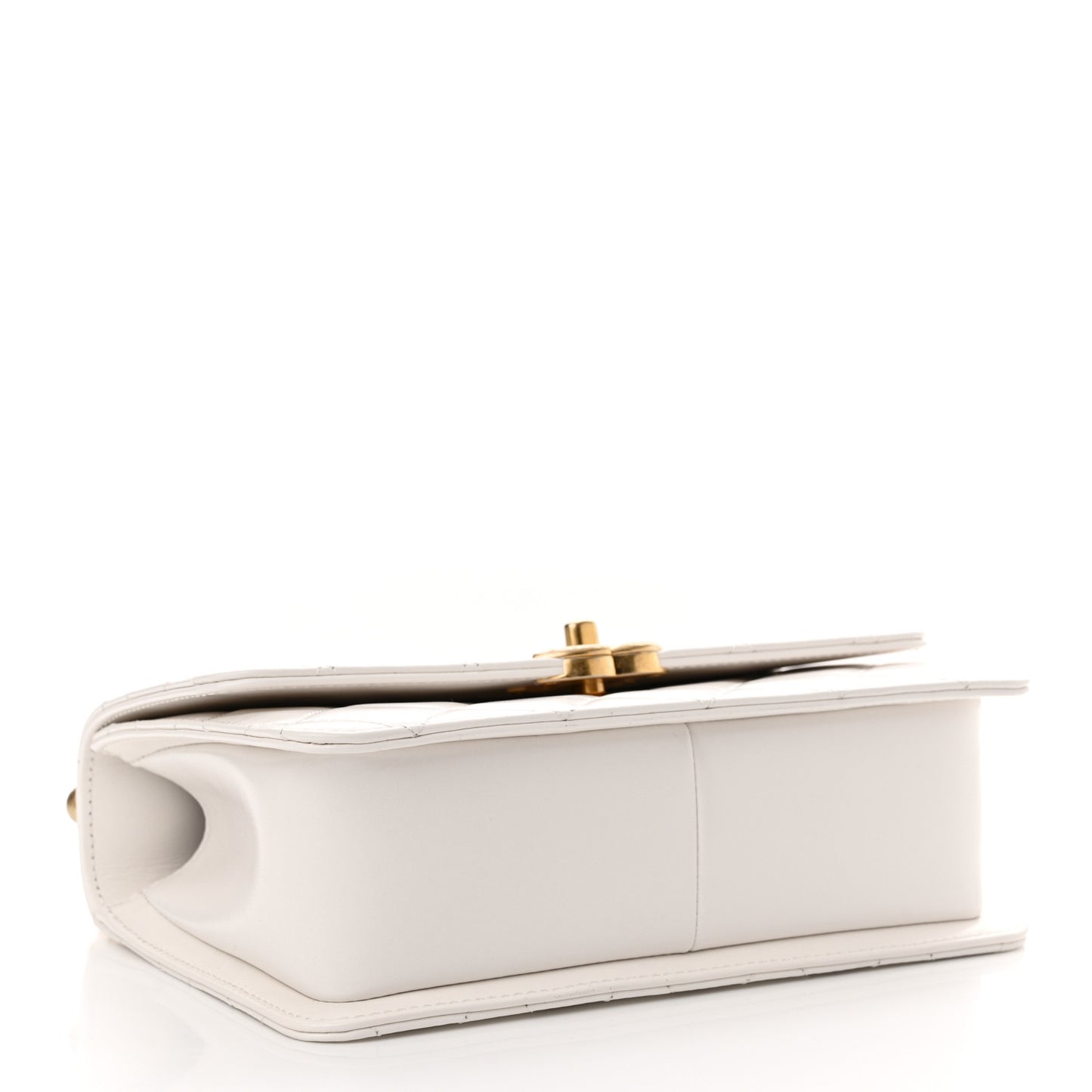 Calfskin Quilted Perfect Fit Flap White