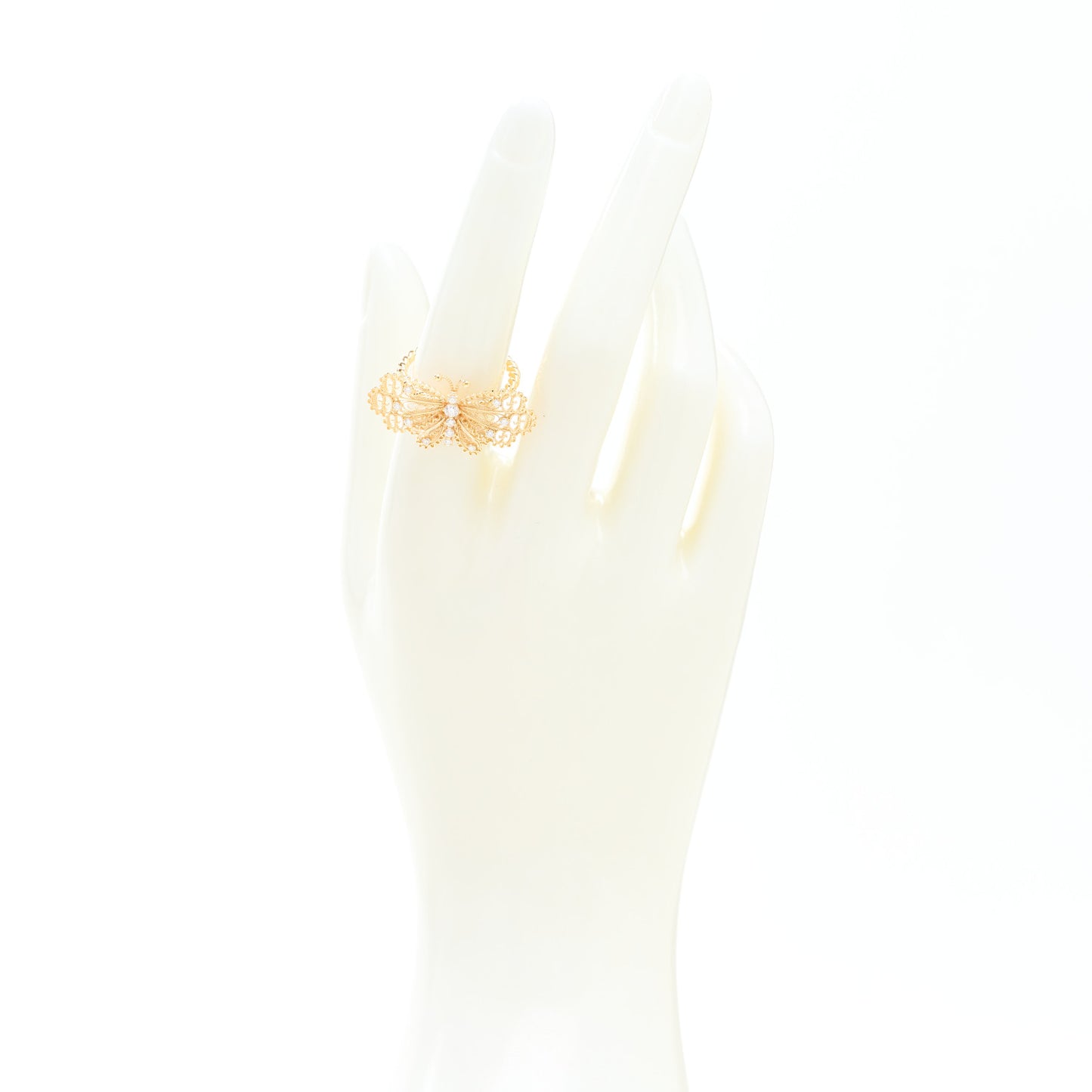 18K Yellow Gold Diamond Butterfly Ring 54 7