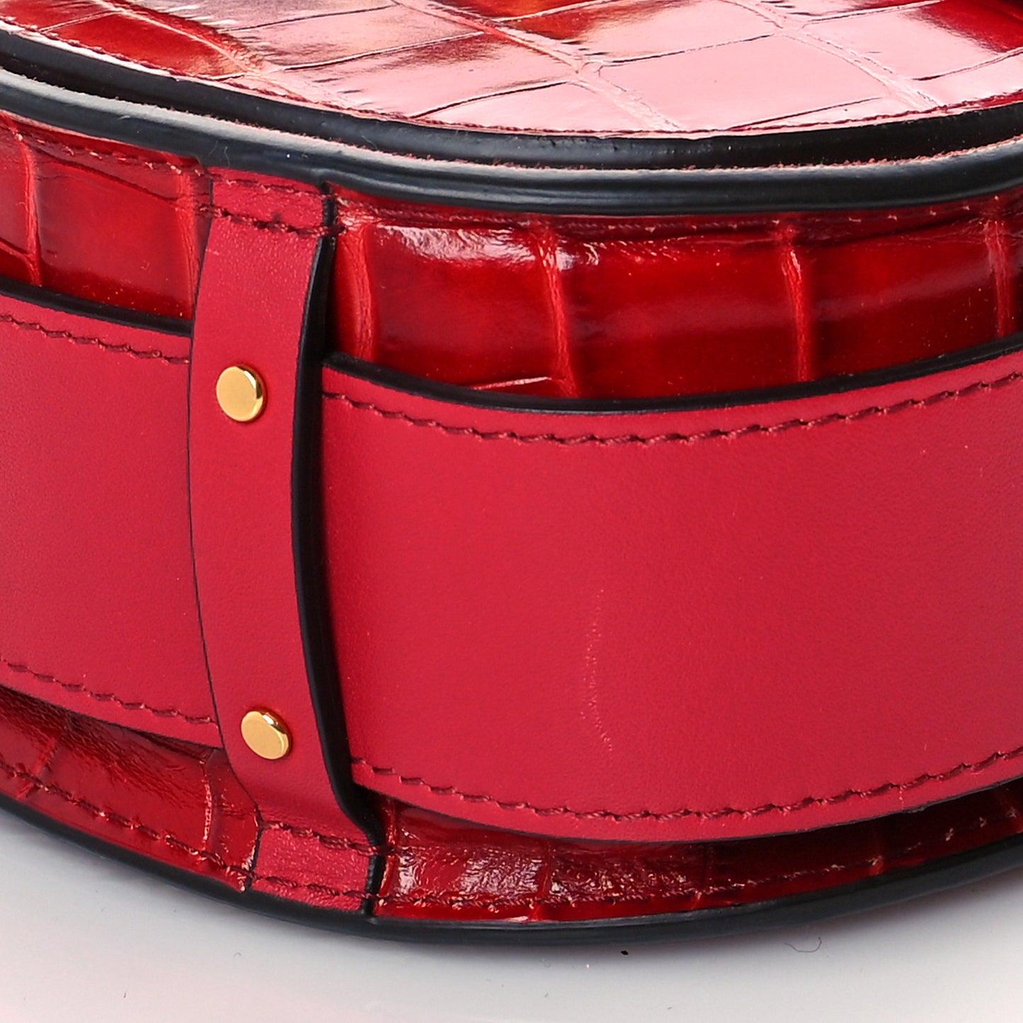 Calfskin Crocodile Embossed Small Tess Bag Dusky Red