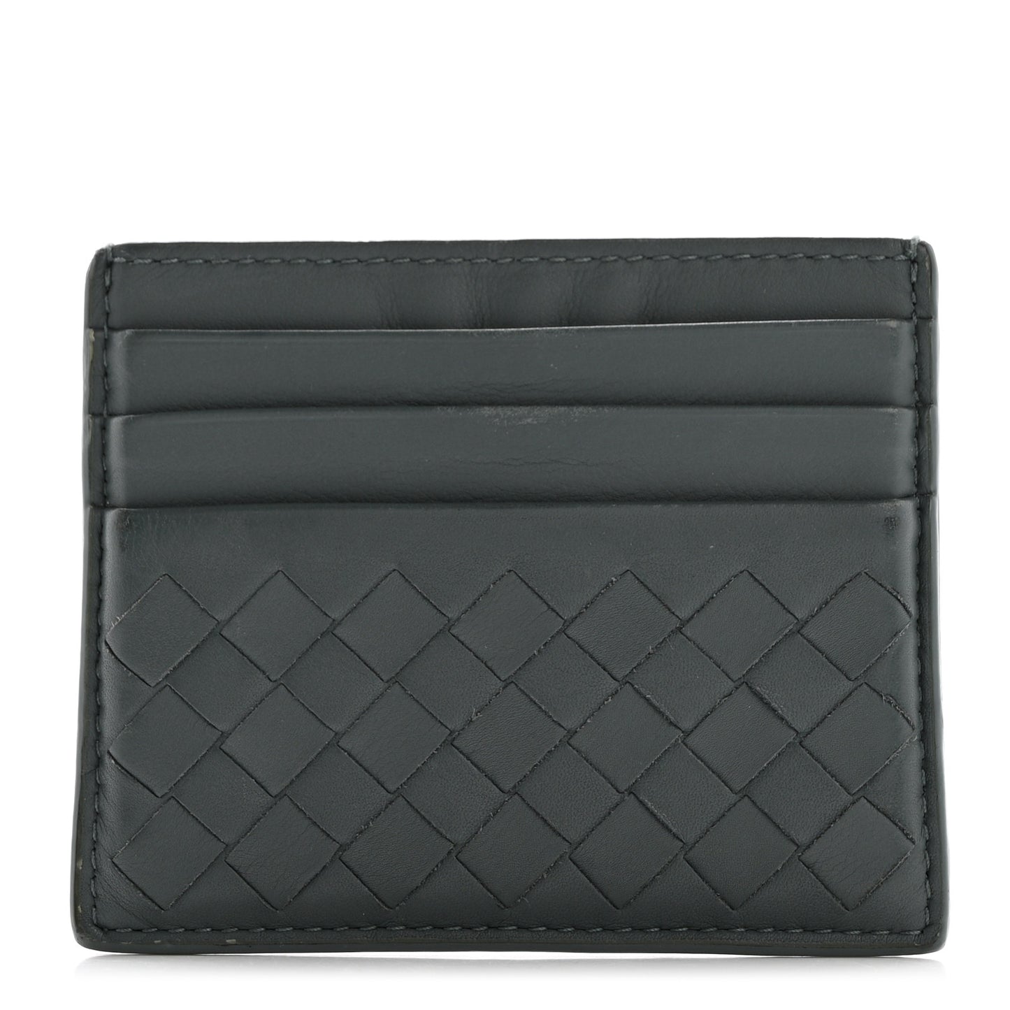 Nappa Intrecciato Card Holder Ardoise