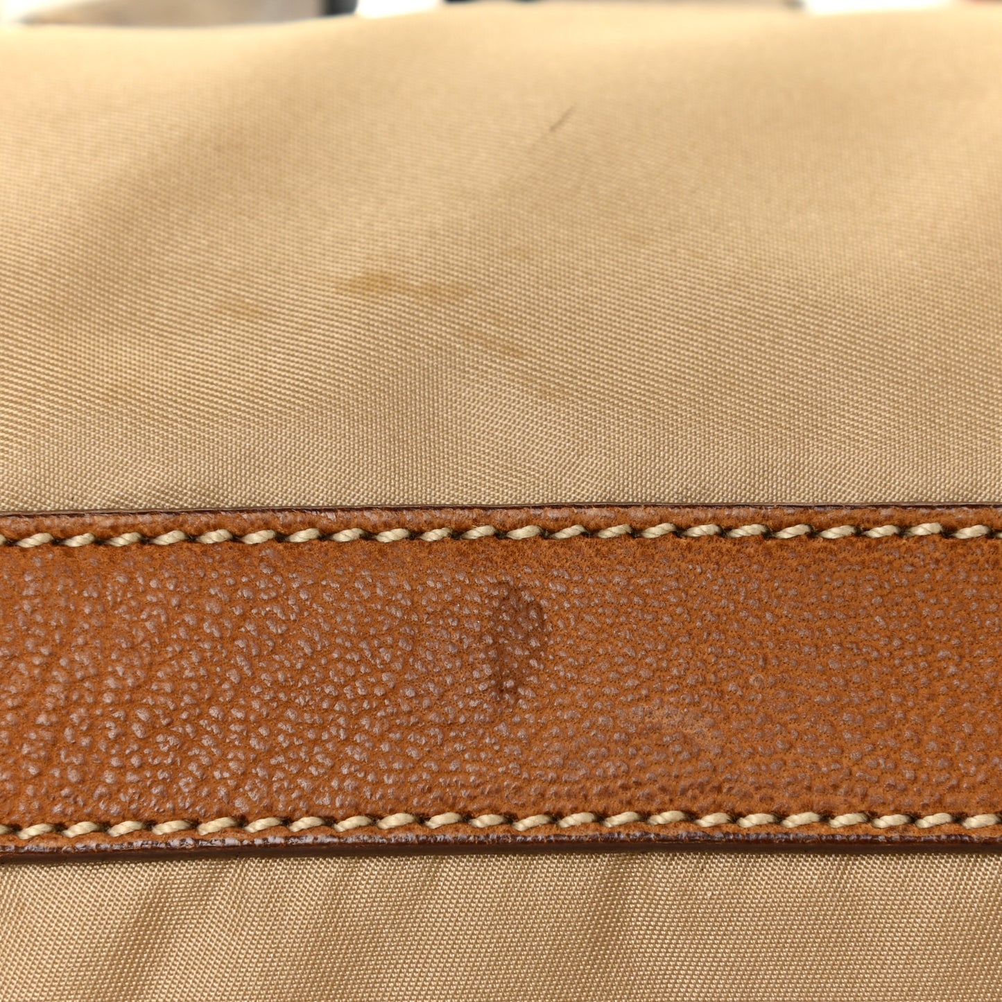 Tessuto Nylon Vitello Foldover Pushlock Satchel Beige