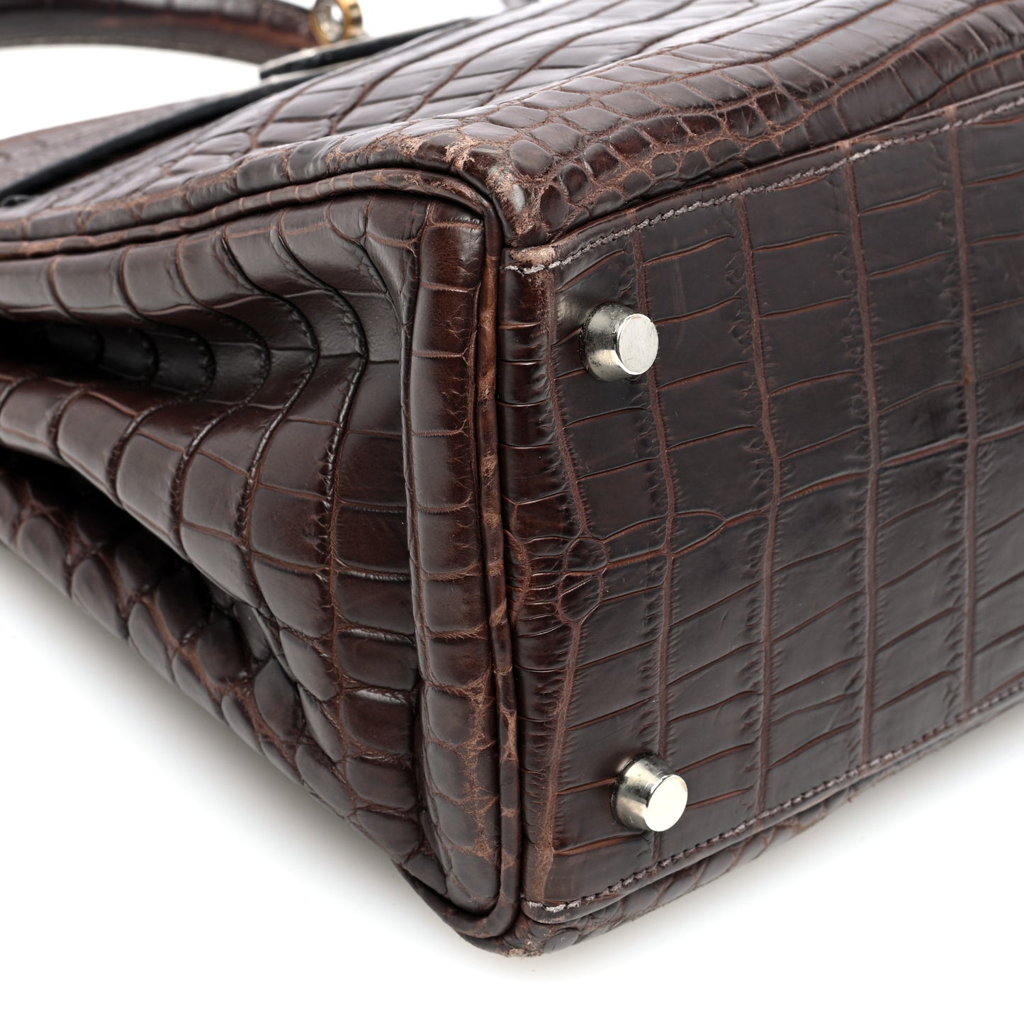 Matte Niloticus Crocodile Kelly Retourne 28 Havane