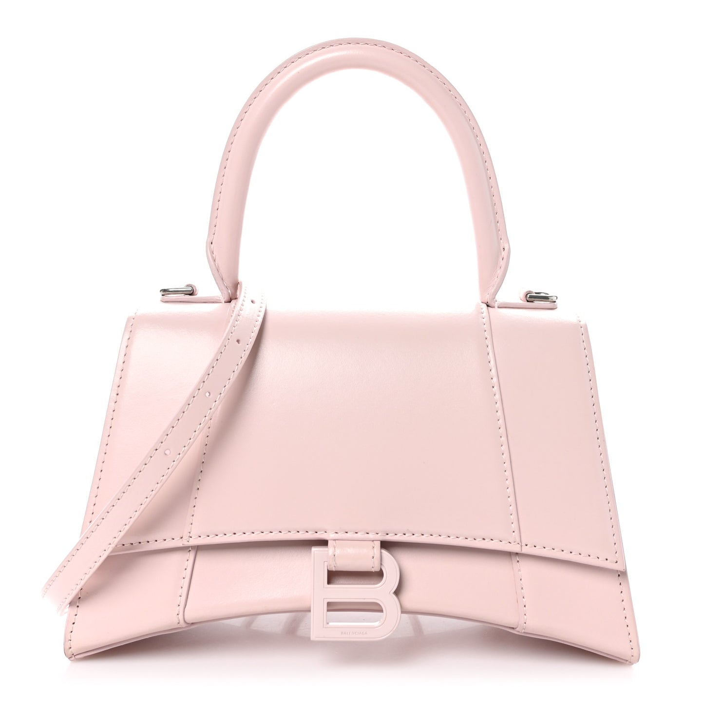 Shiny Box Calfskin Small Hourglass Top Handle Bag Light Rose