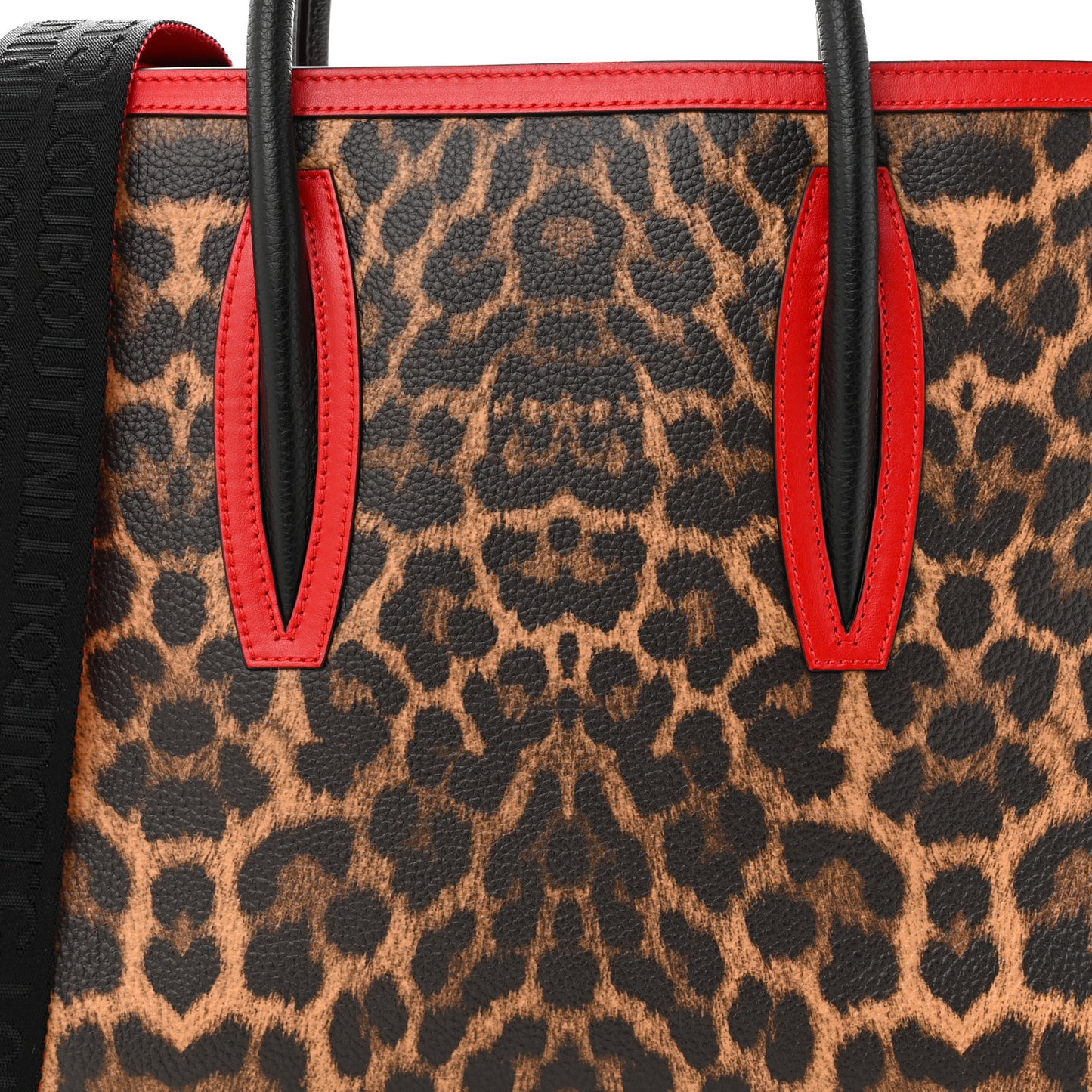 Calfskin Leopard Jacquard Spiked Medium Paloma Red Black