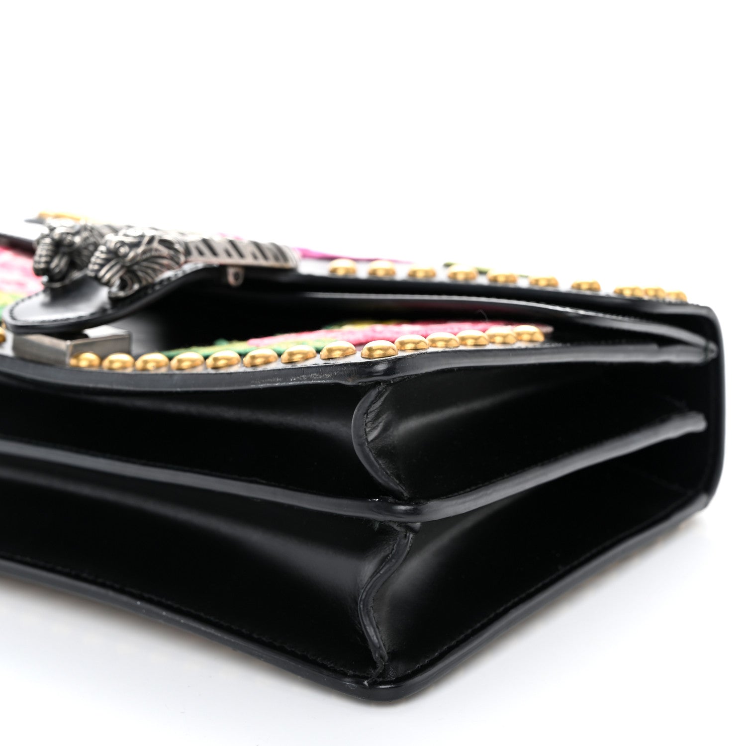 Gucci Calfskin Floral Embroidered Studded Small Dionysus Shoulder Bag Black 10 of 10