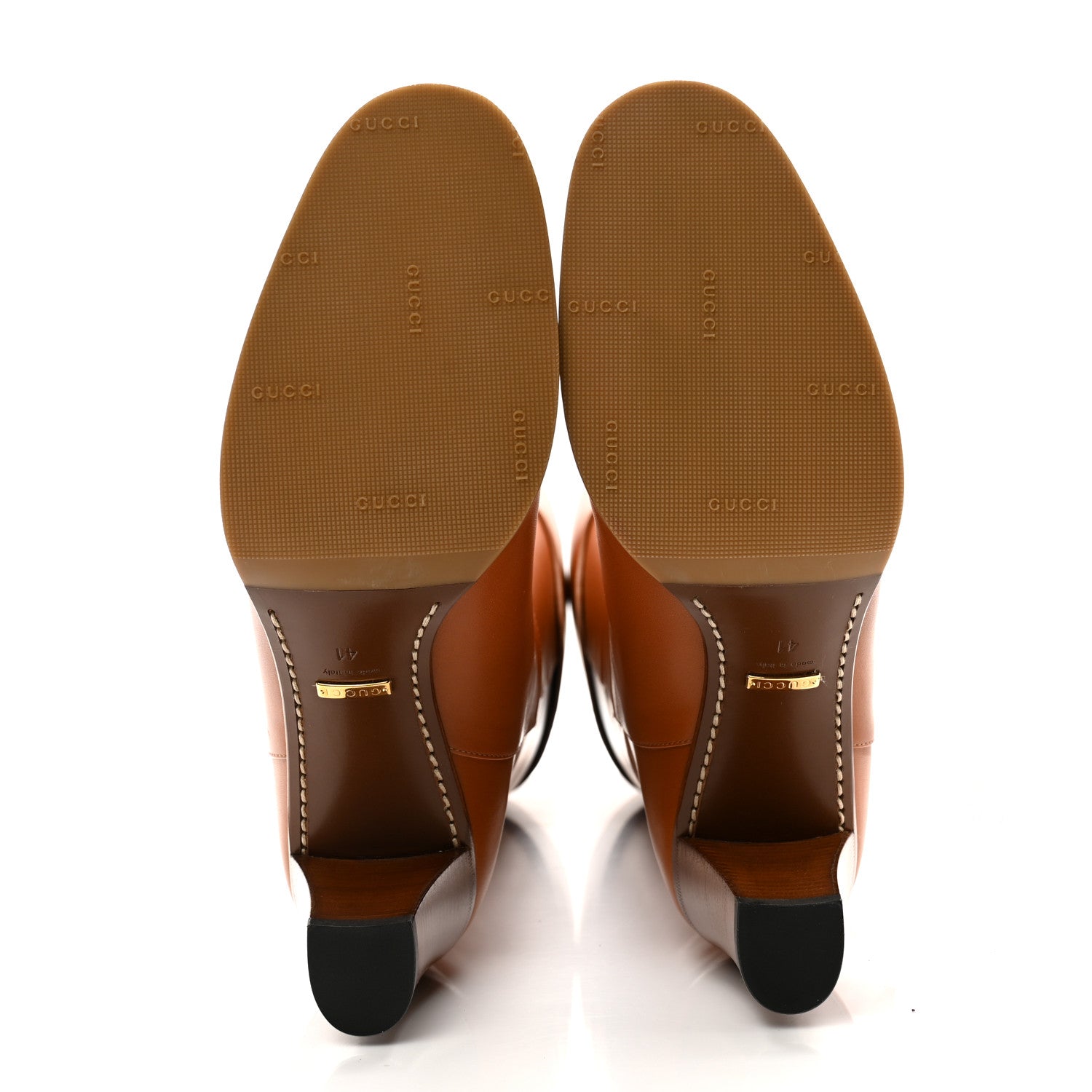 Gucci Calfskin Half Horsebit Tall Boots 41 Cognac 5 of 12