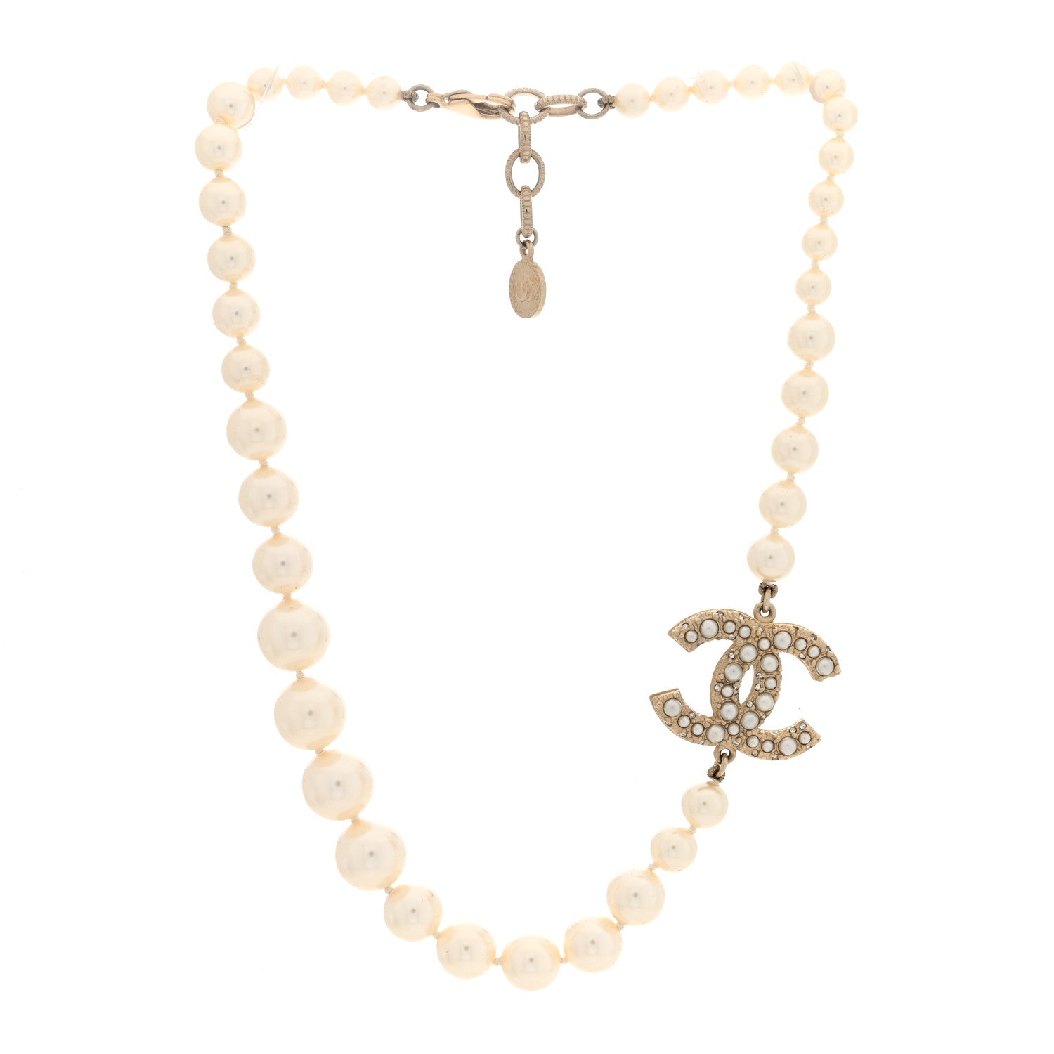 Chanel Pearl CC 100th Anniversary Necklace Light Gold 3 of 5