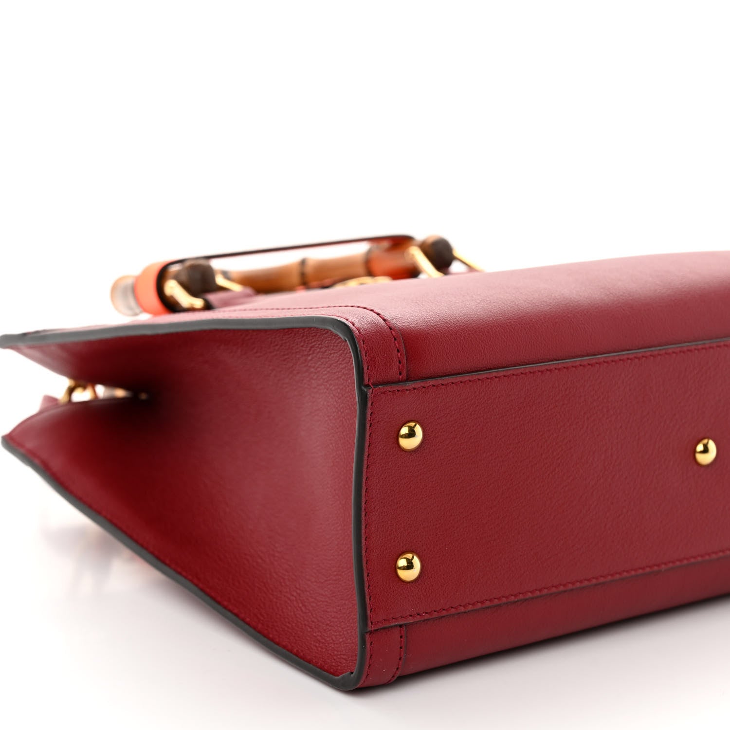 Gucci Textured Dollar Calfskin Web Small Diana Tote Bag Dark Red 9 of 11