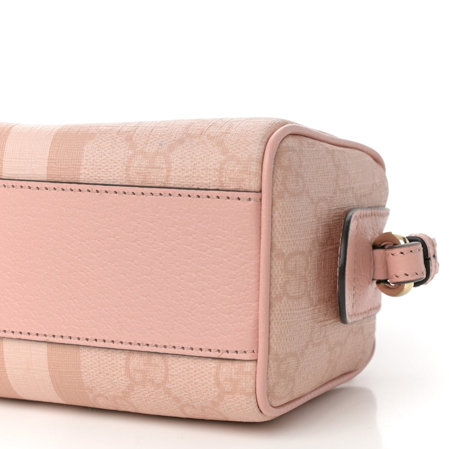 GG Supreme Monogram Textured Dollar Calfskin Web Super Mini Ophidia Top Handle Bowler Bag Rose Pink